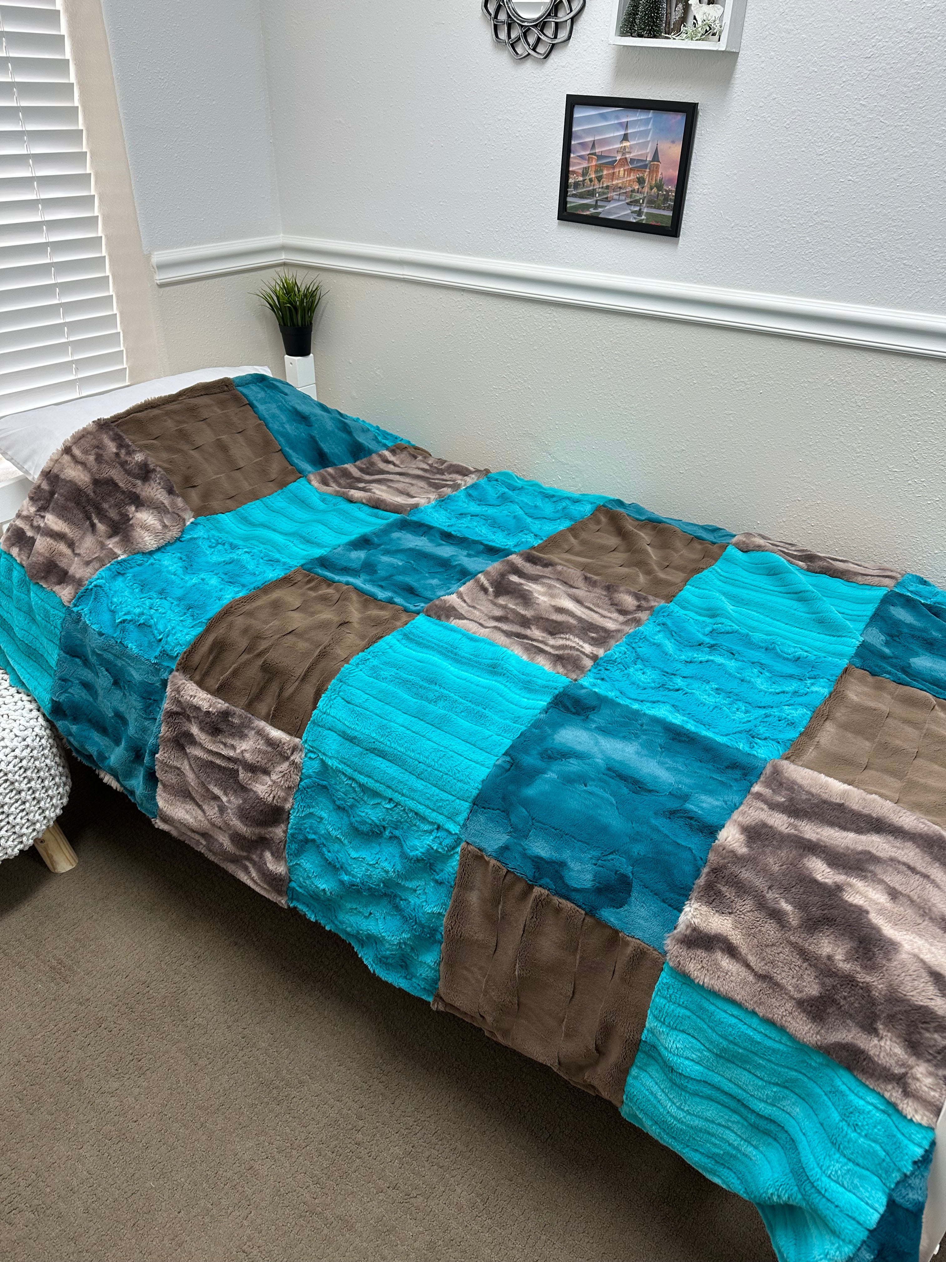 Teal/Brown Minky Mama