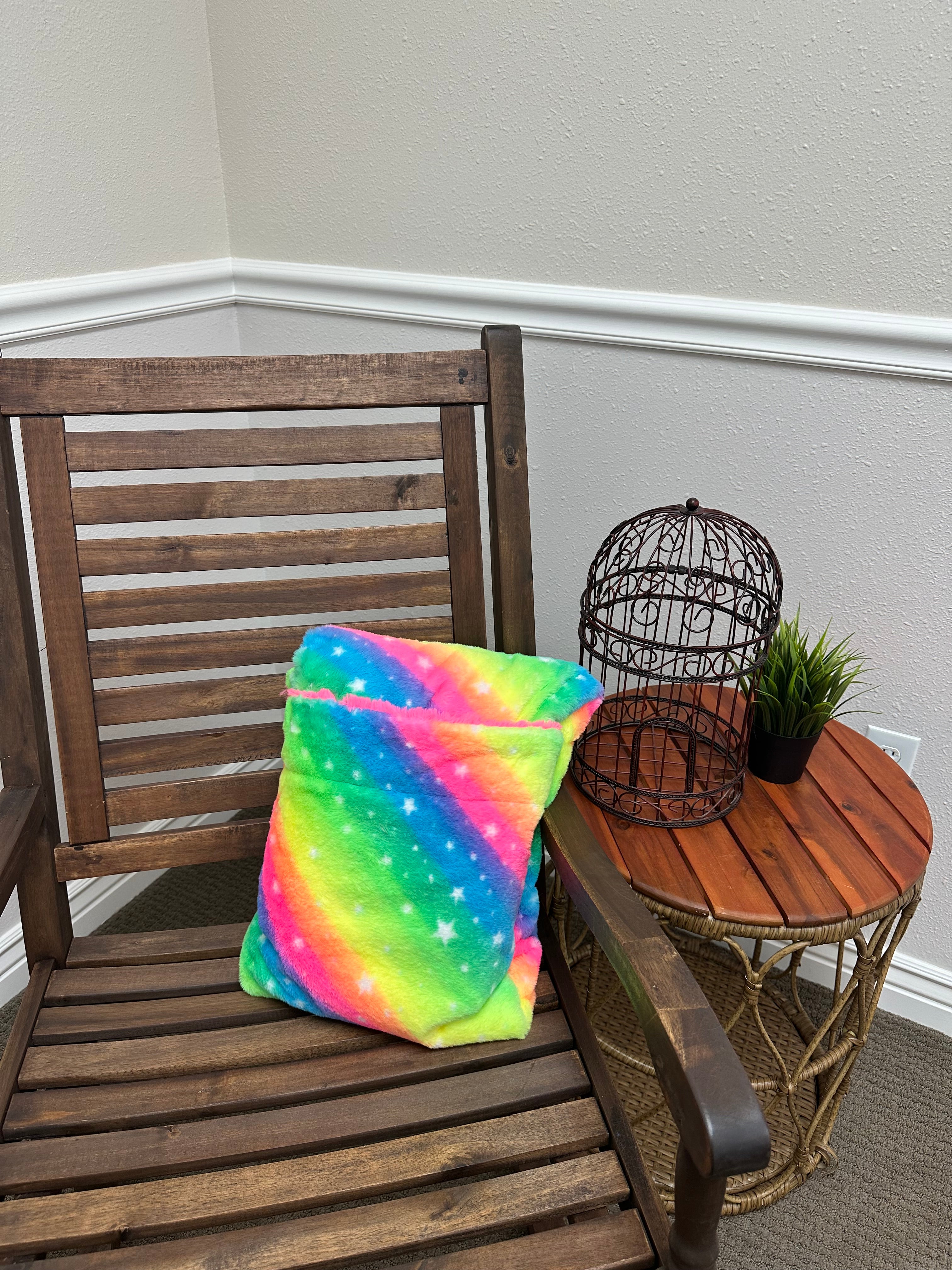 UV light Reactive Twinkle Rainbow Travel Blanket
