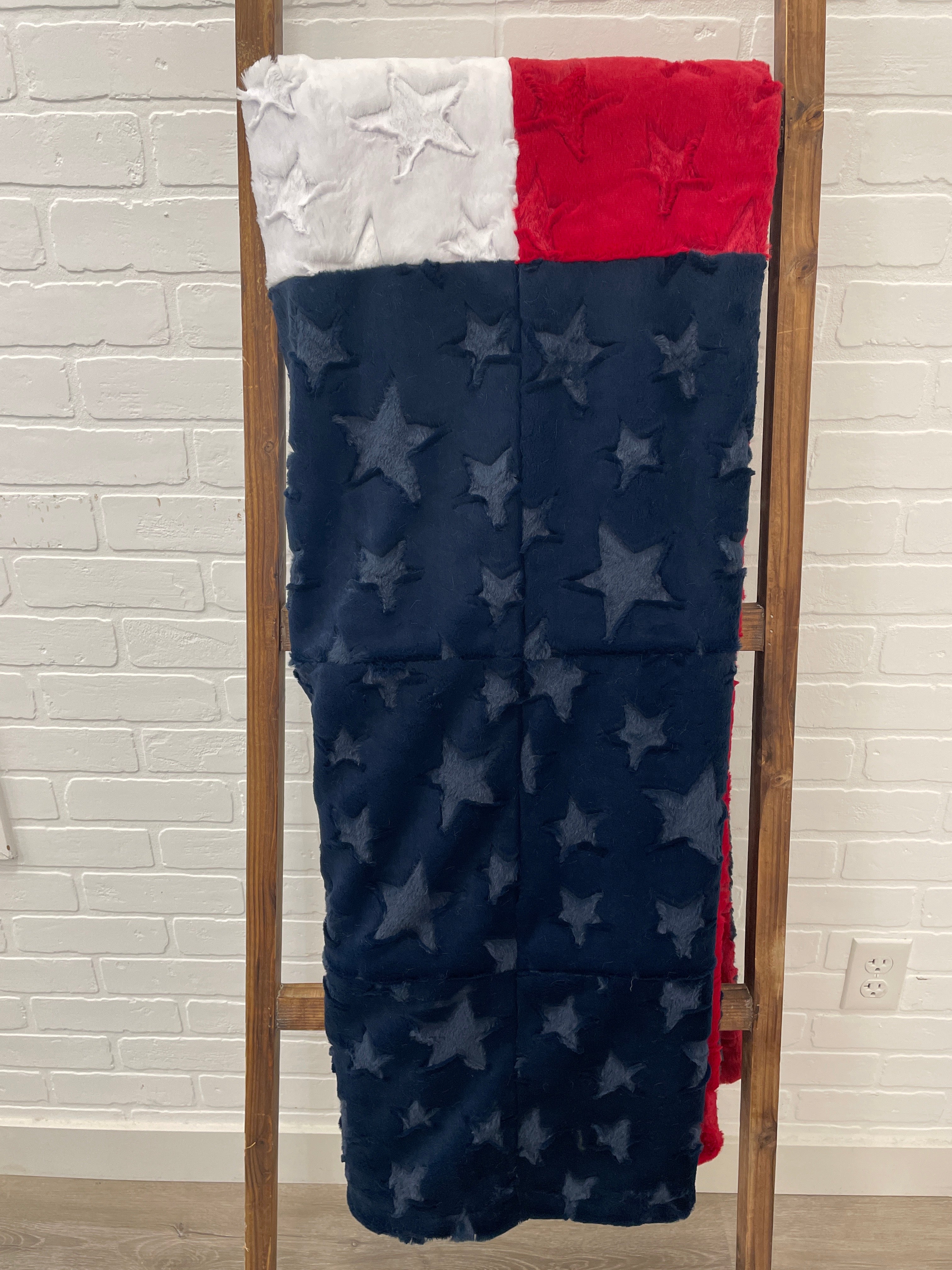 American Flag Minky Mama With Navy Stars on the Back