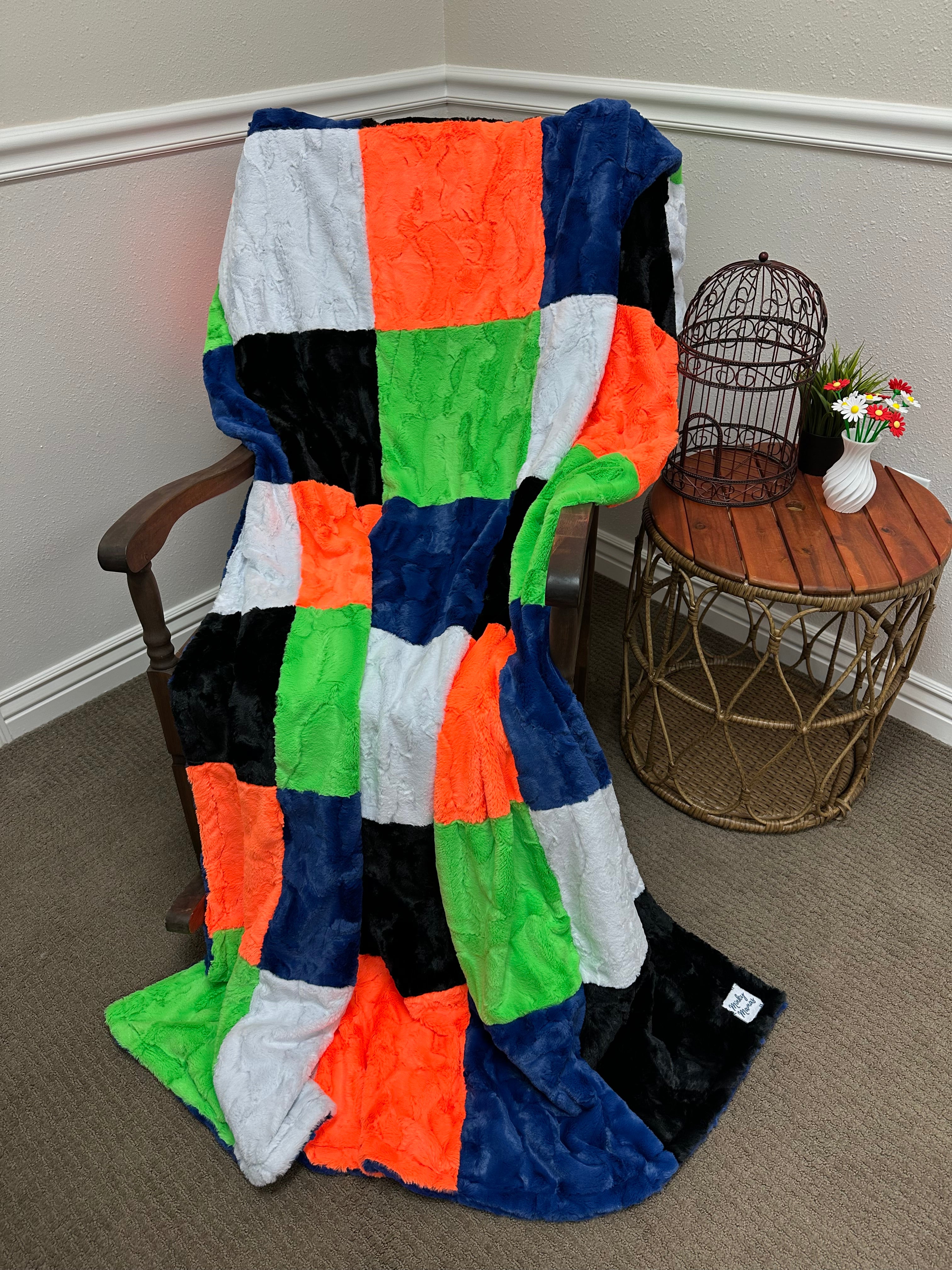 Orange, Green Blue Hide Minky Mama