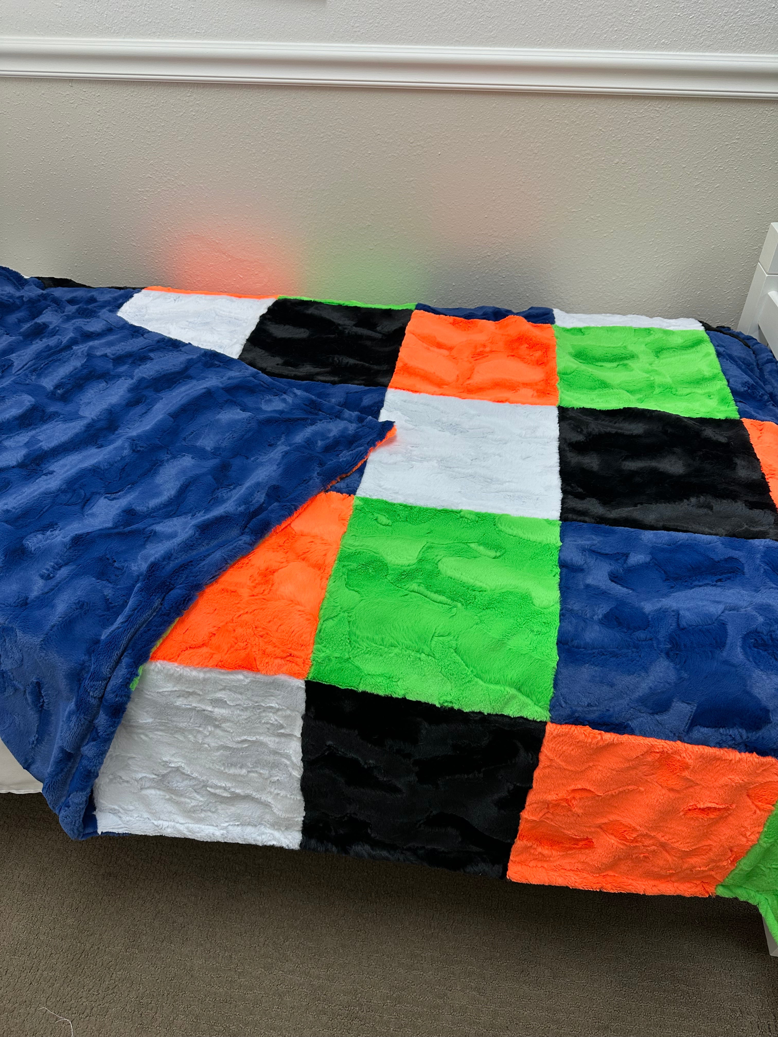 Orange, Green Blue Hide Minky Mama