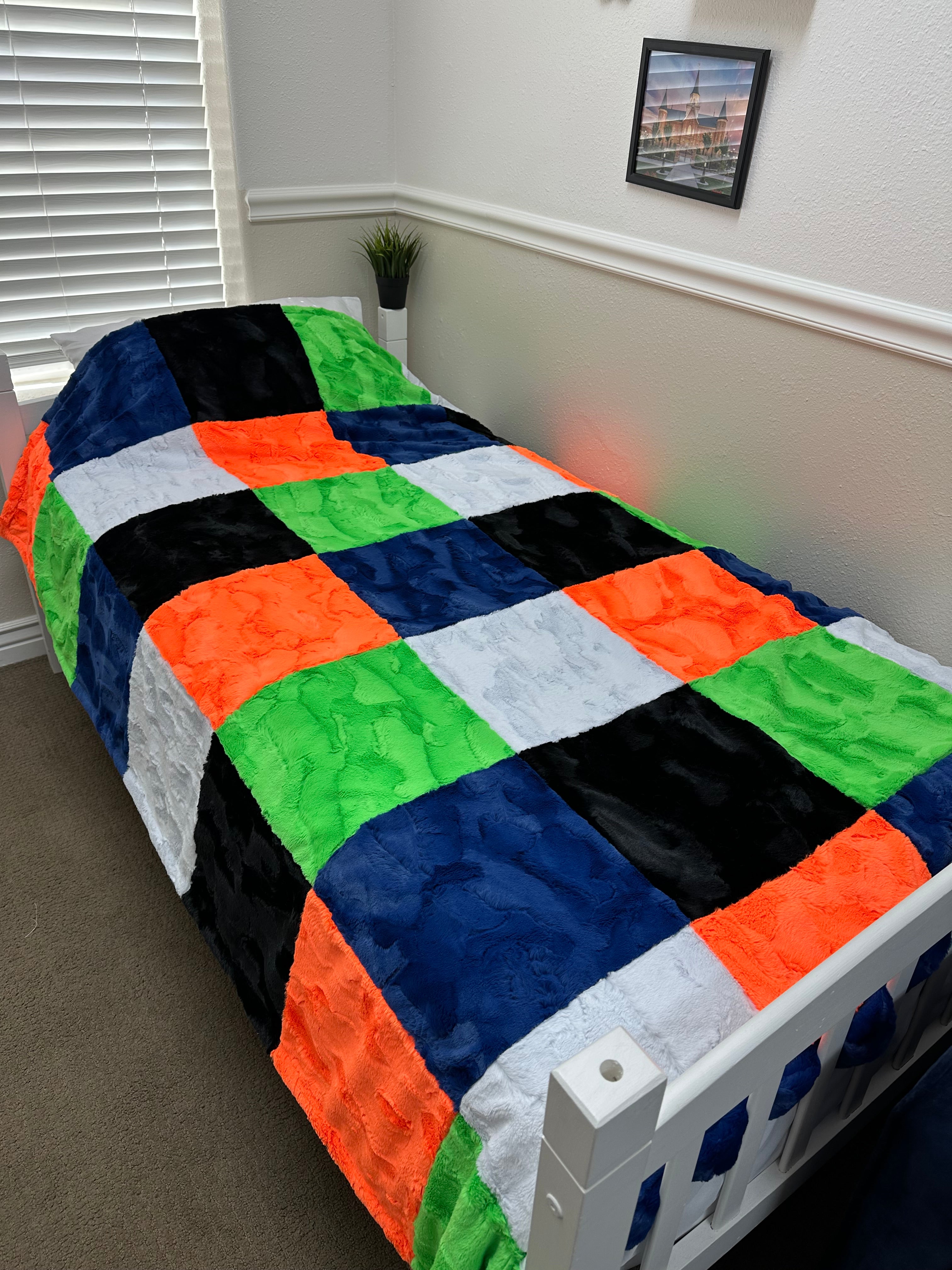 Orange, Green Blue Hide Minky Mama