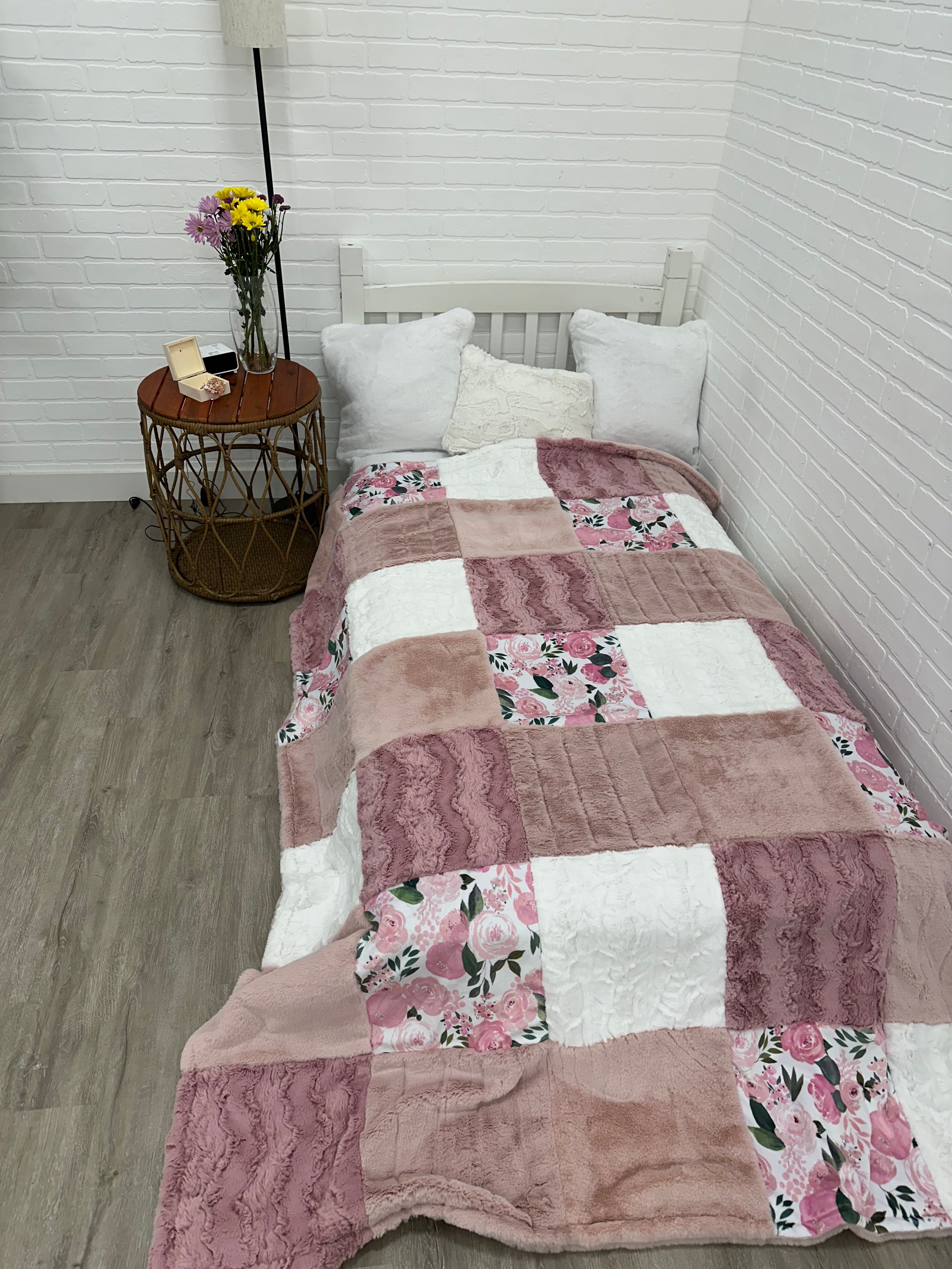 Rosewater and Floral Minky Mama With Encore on the Back