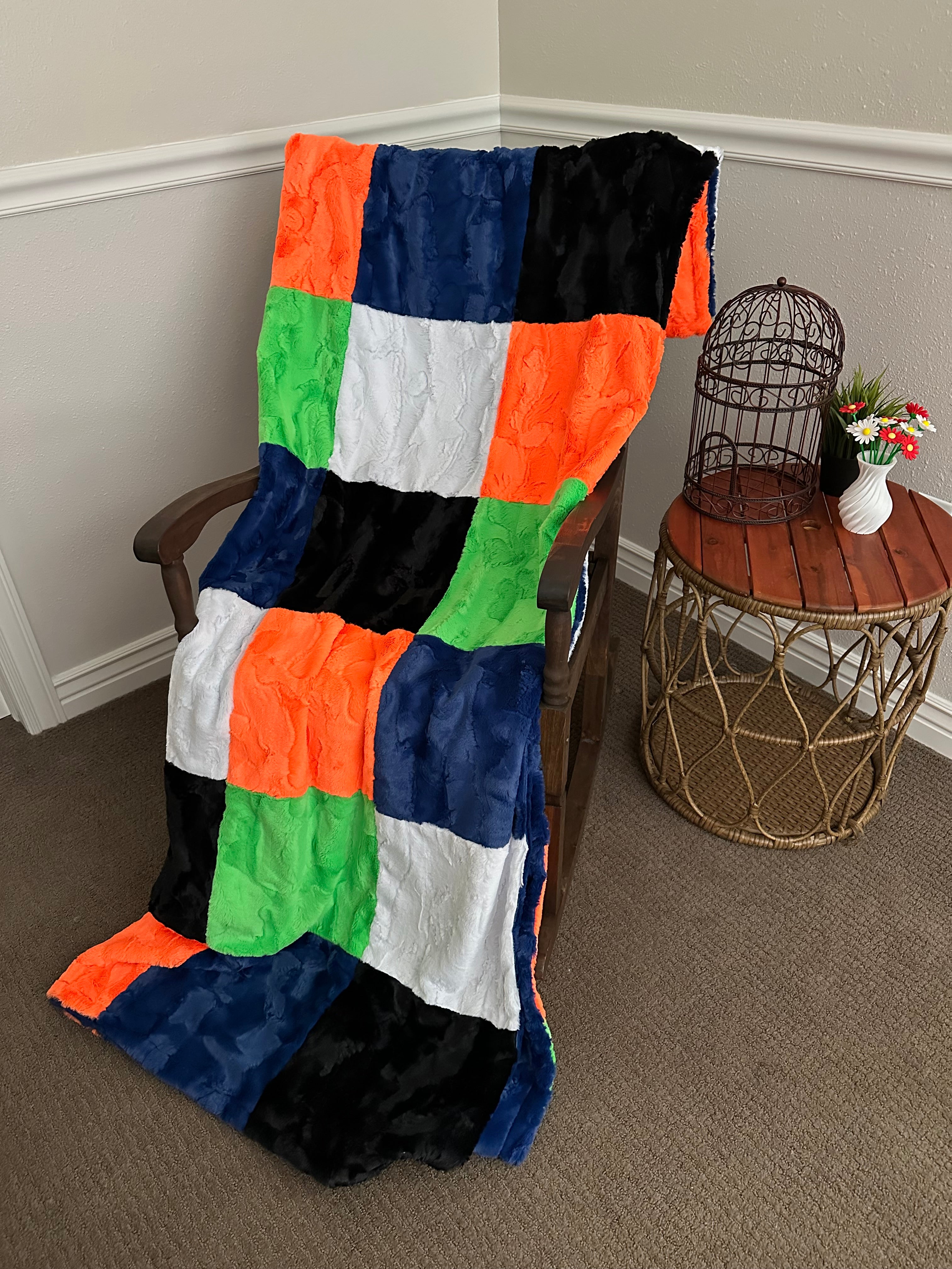 Orange, Green Blue Hide Minky Mama