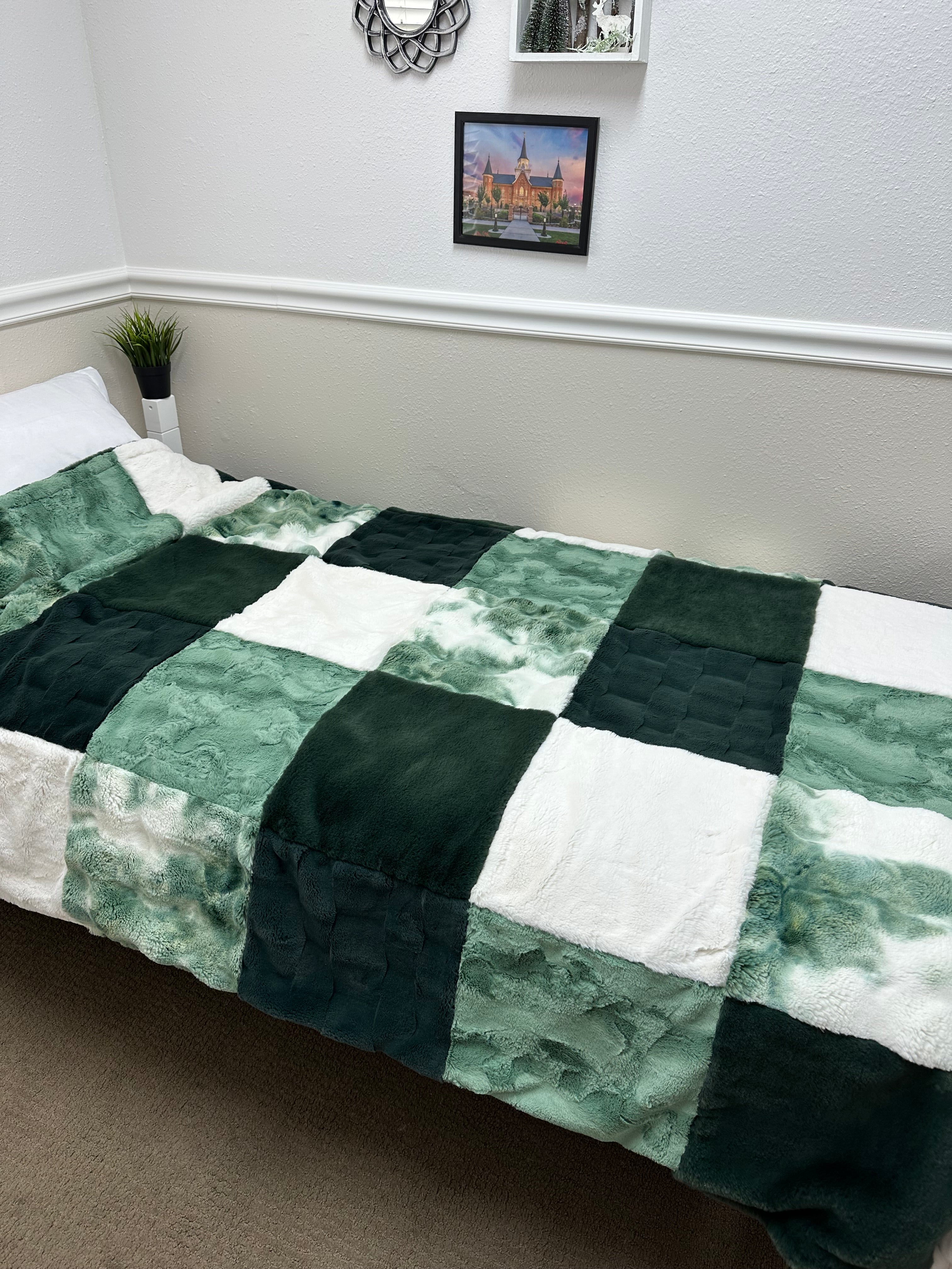 Green and Cream Minky Mama