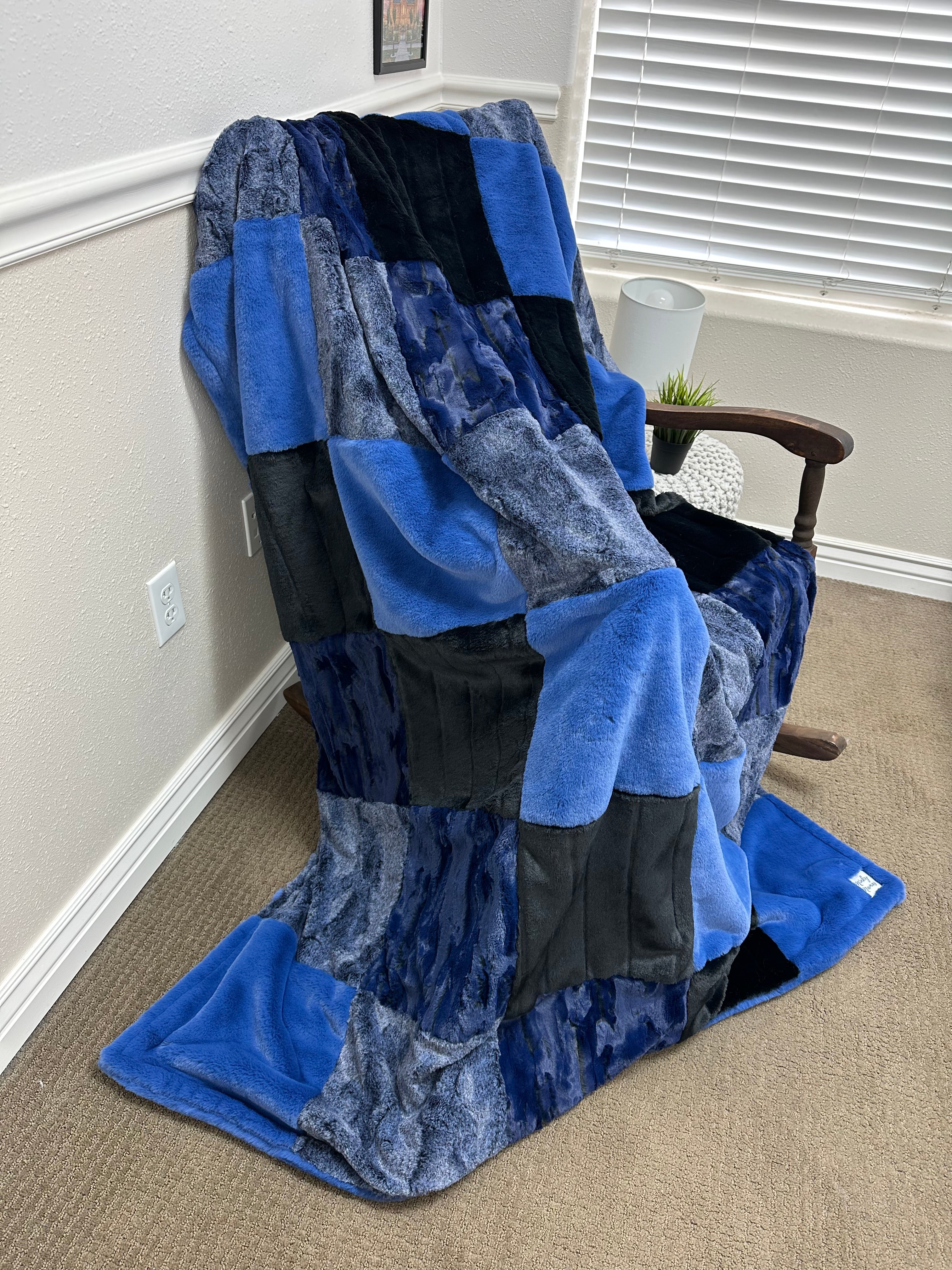 Diagonal Blue Minky Mama