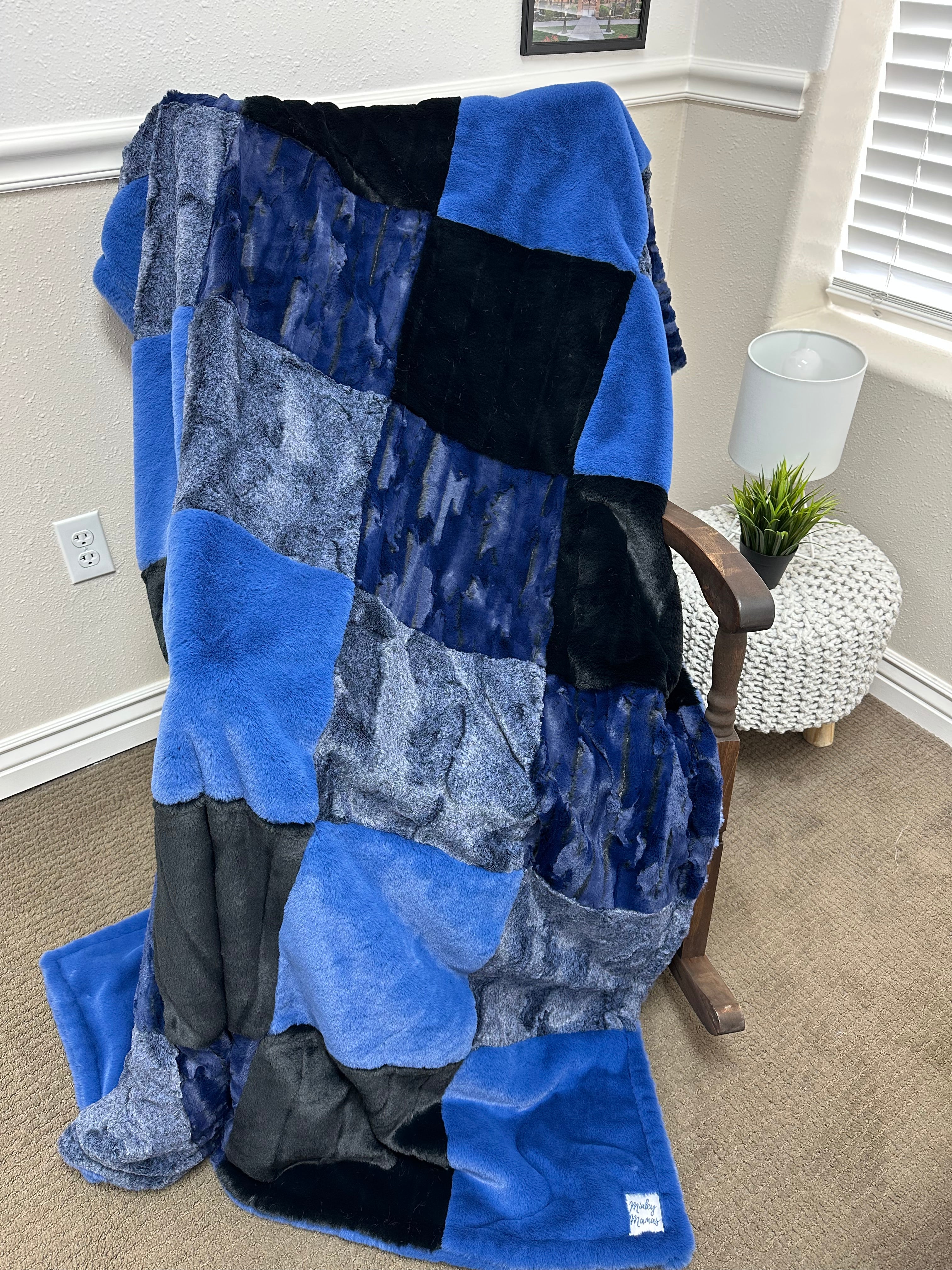 Diagonal Blue Minky Mama