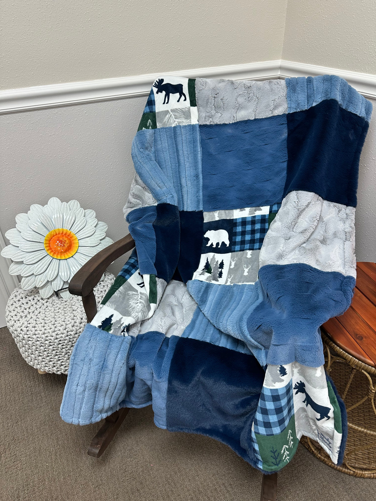 Navy Bear Throw