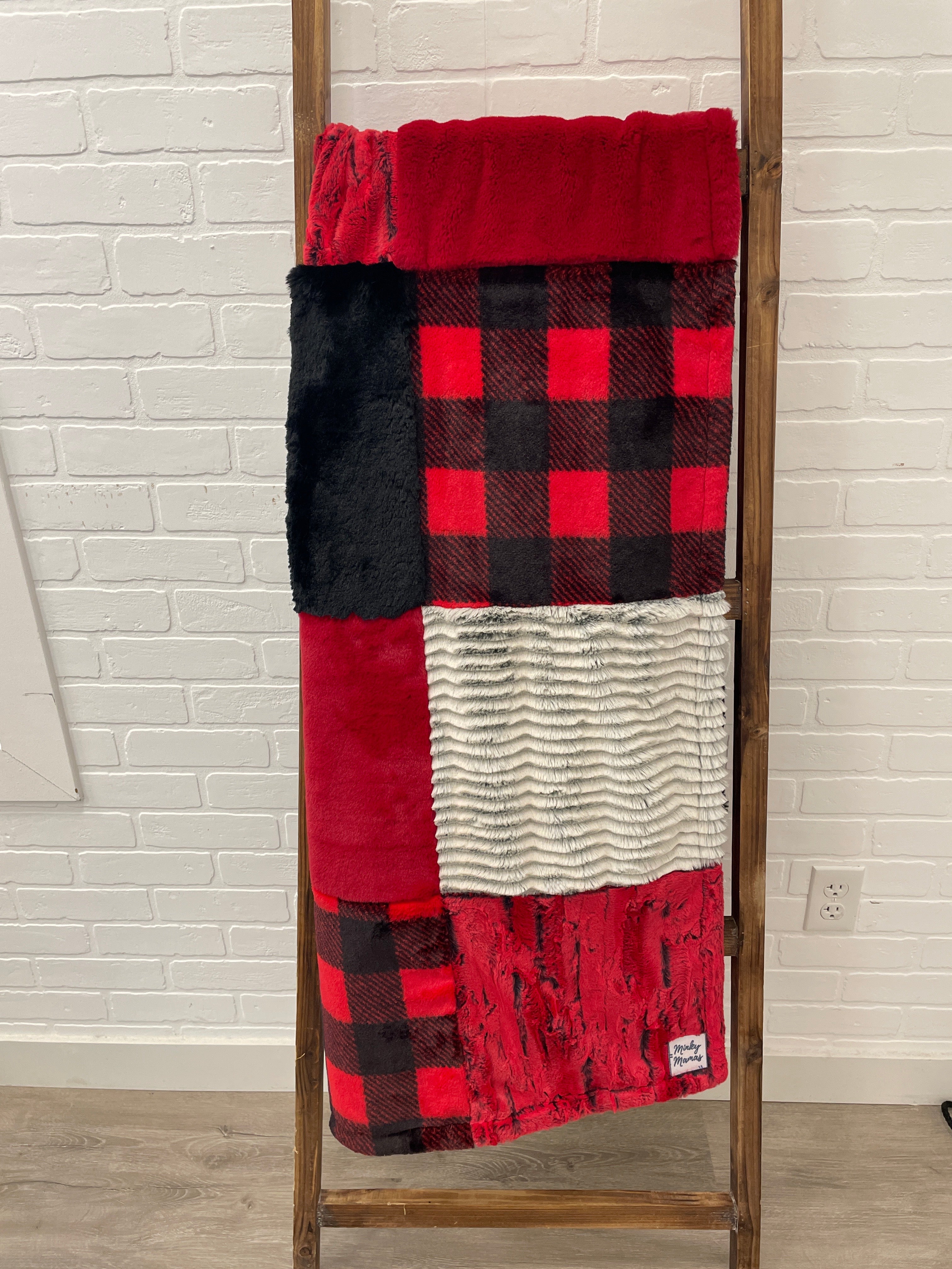 Red and Black Buffalo Check Minky Mama