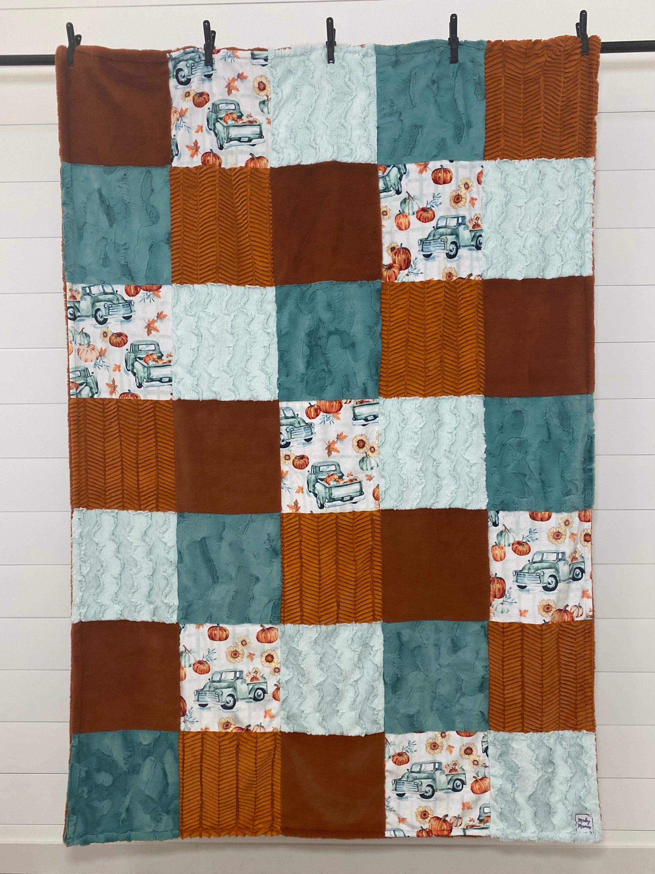 Fall Print Minky Mama With Ginger Seal on the Back