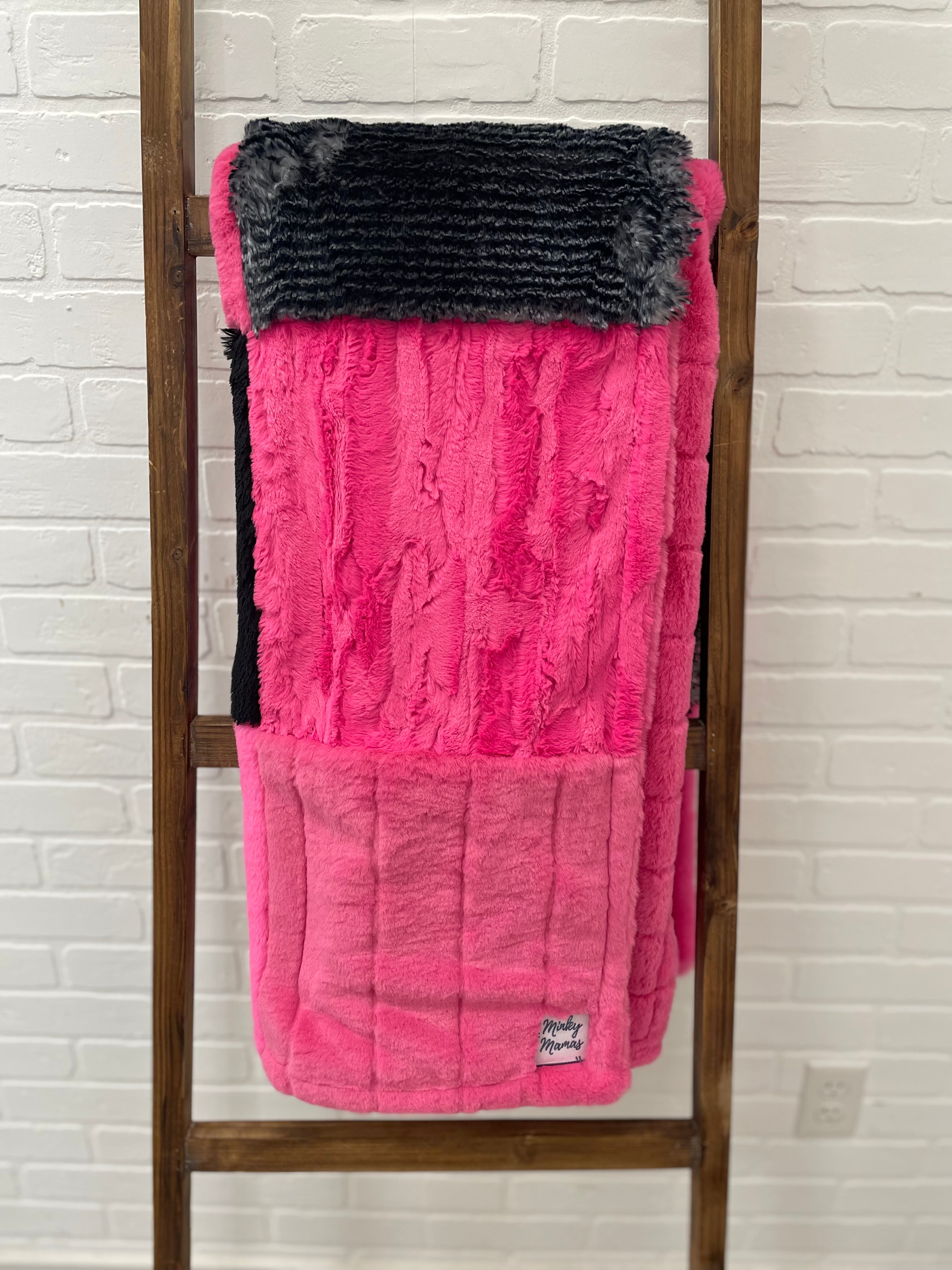 Neon Pink and Black Throw With Koala on the Back