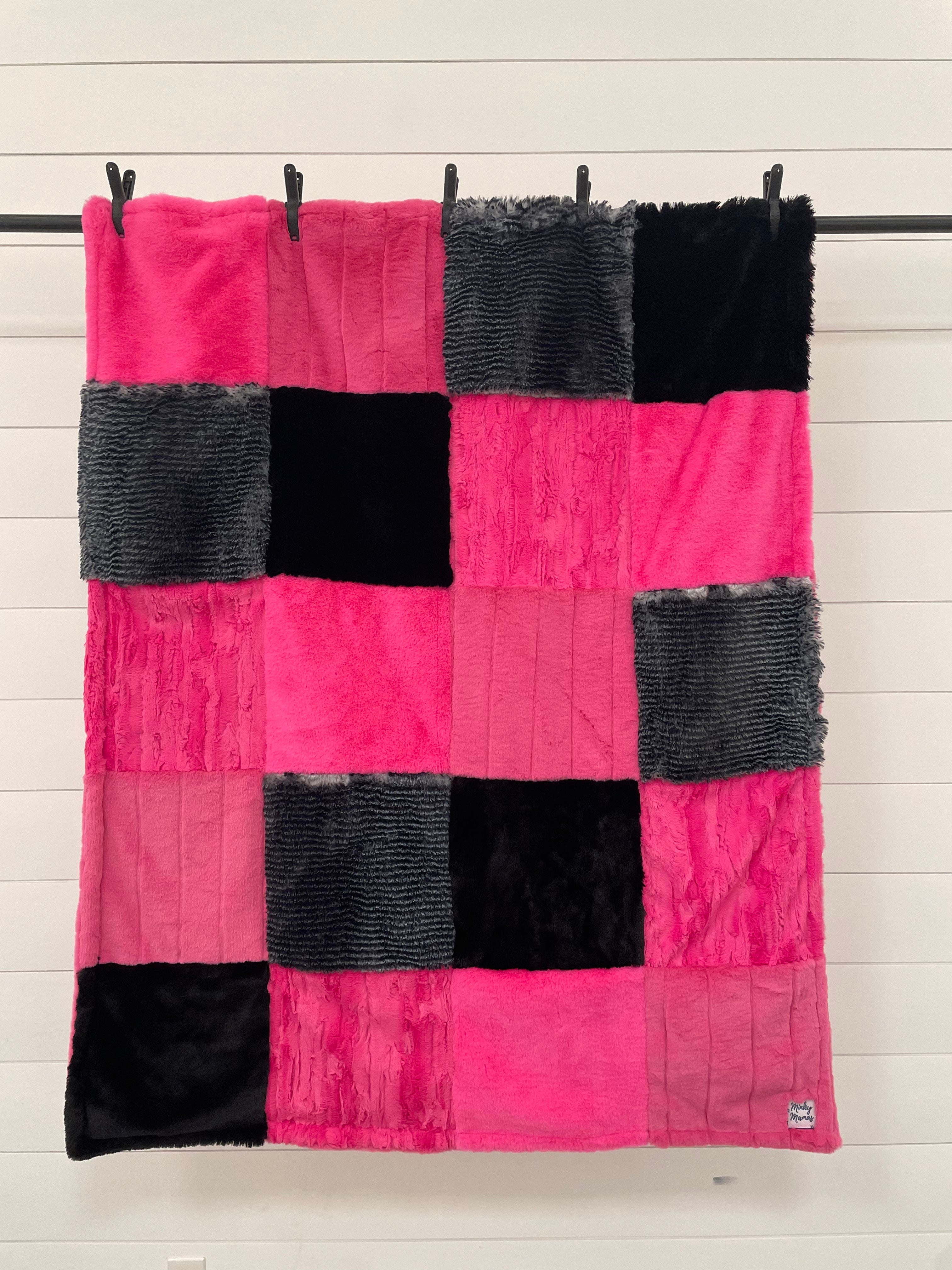 Neon Pink and Black Throw With Koala on the Back