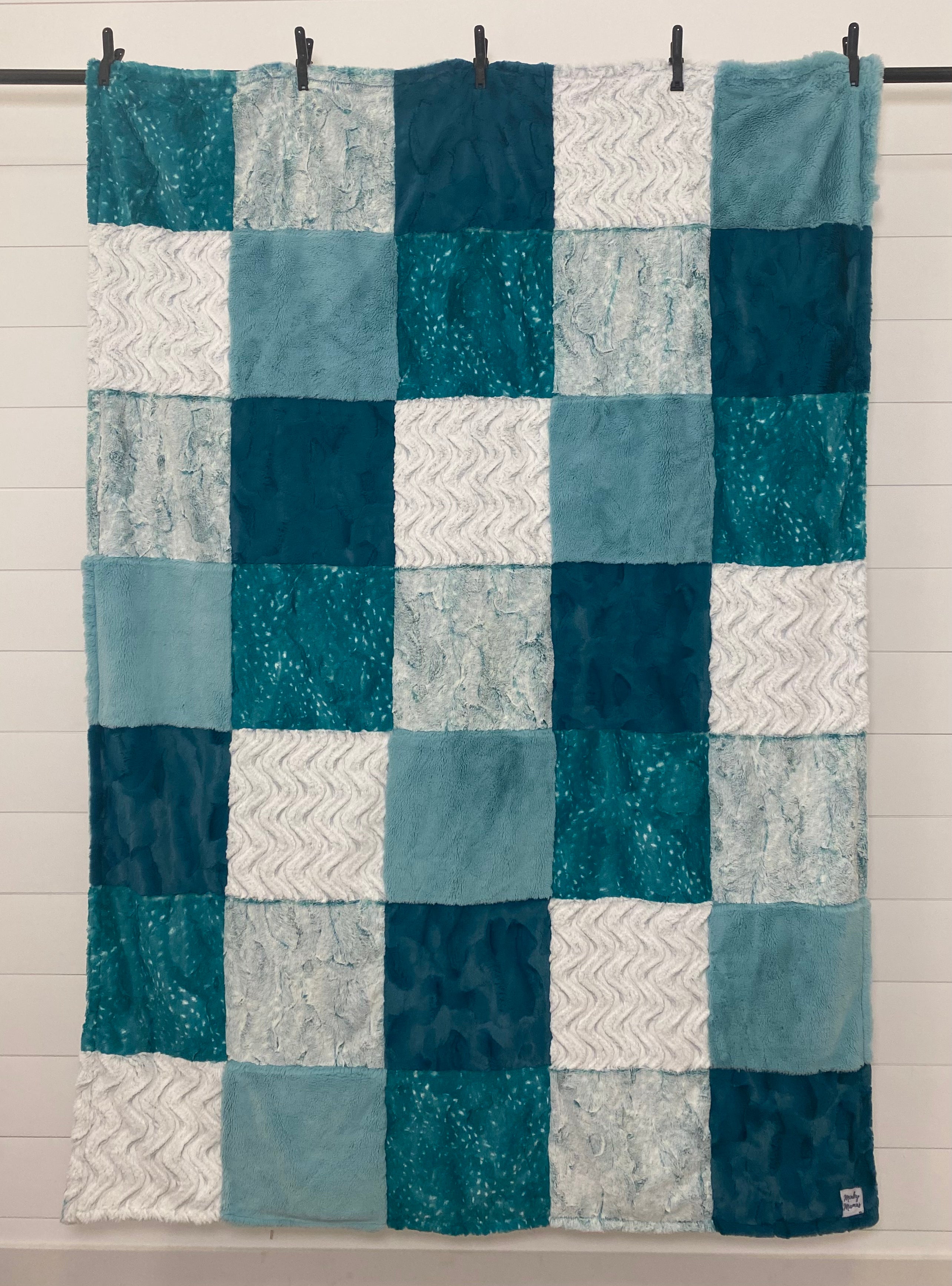 Deep Teal Minky Mama With Deep Teal Frosted Doe on the Back