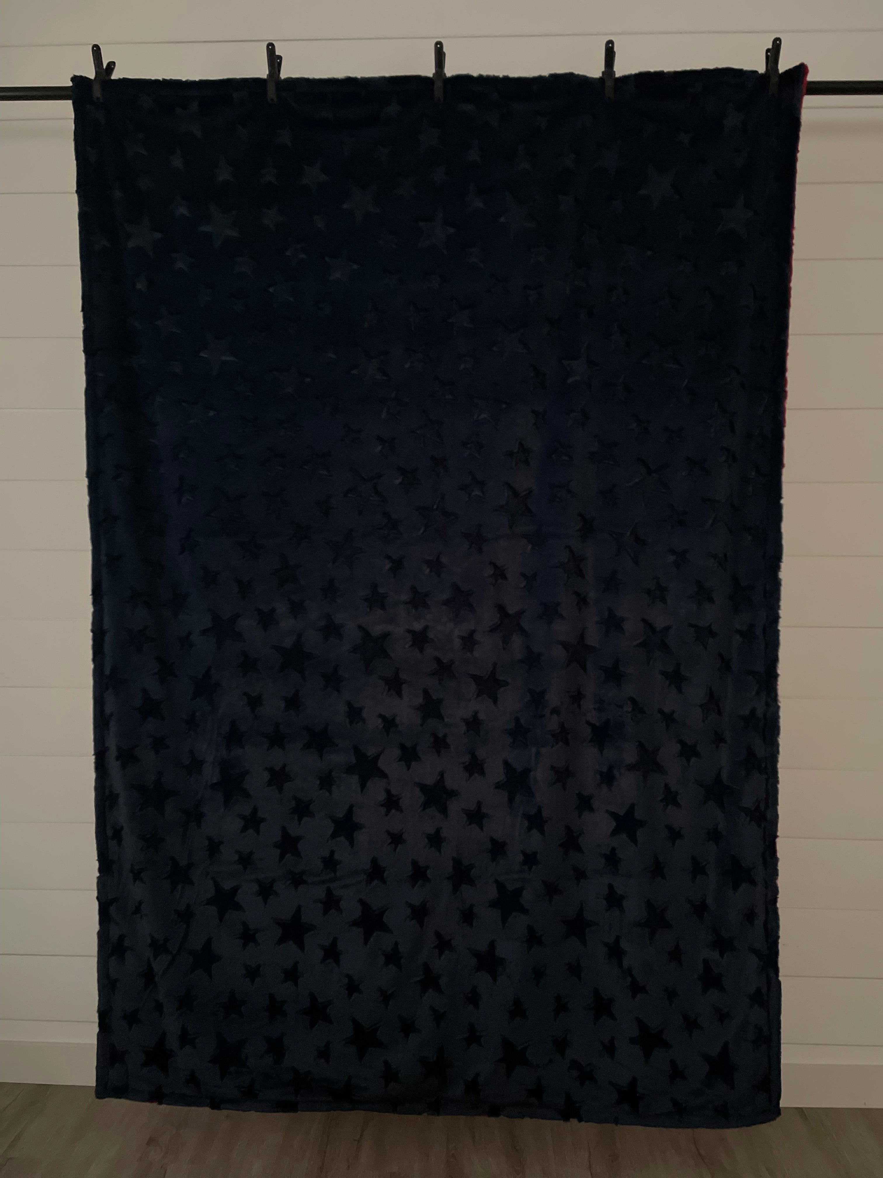 American Flag Minky Mama With Navy Stars on the Back