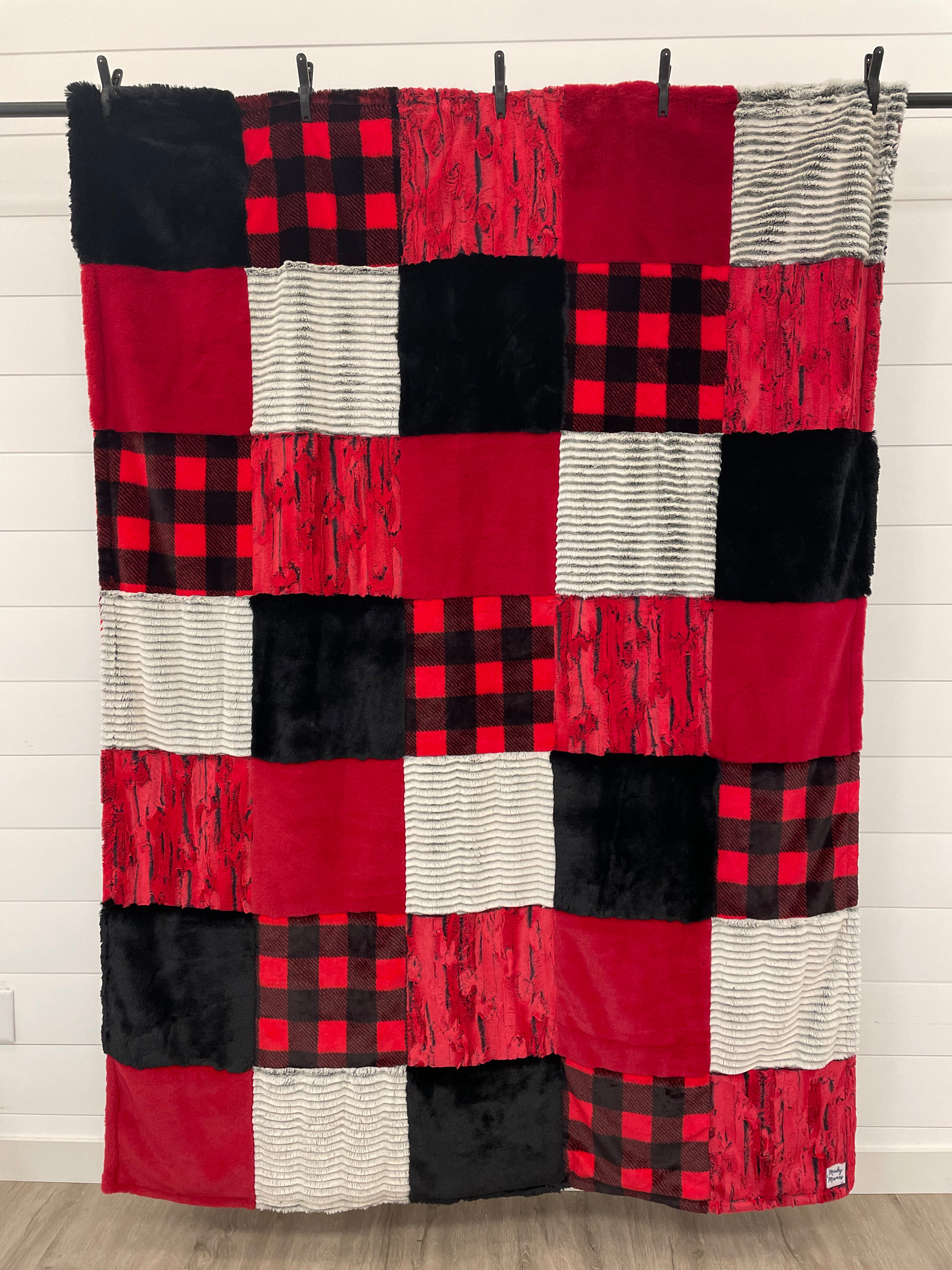 Red and Black Buffalo Check Minky Mama