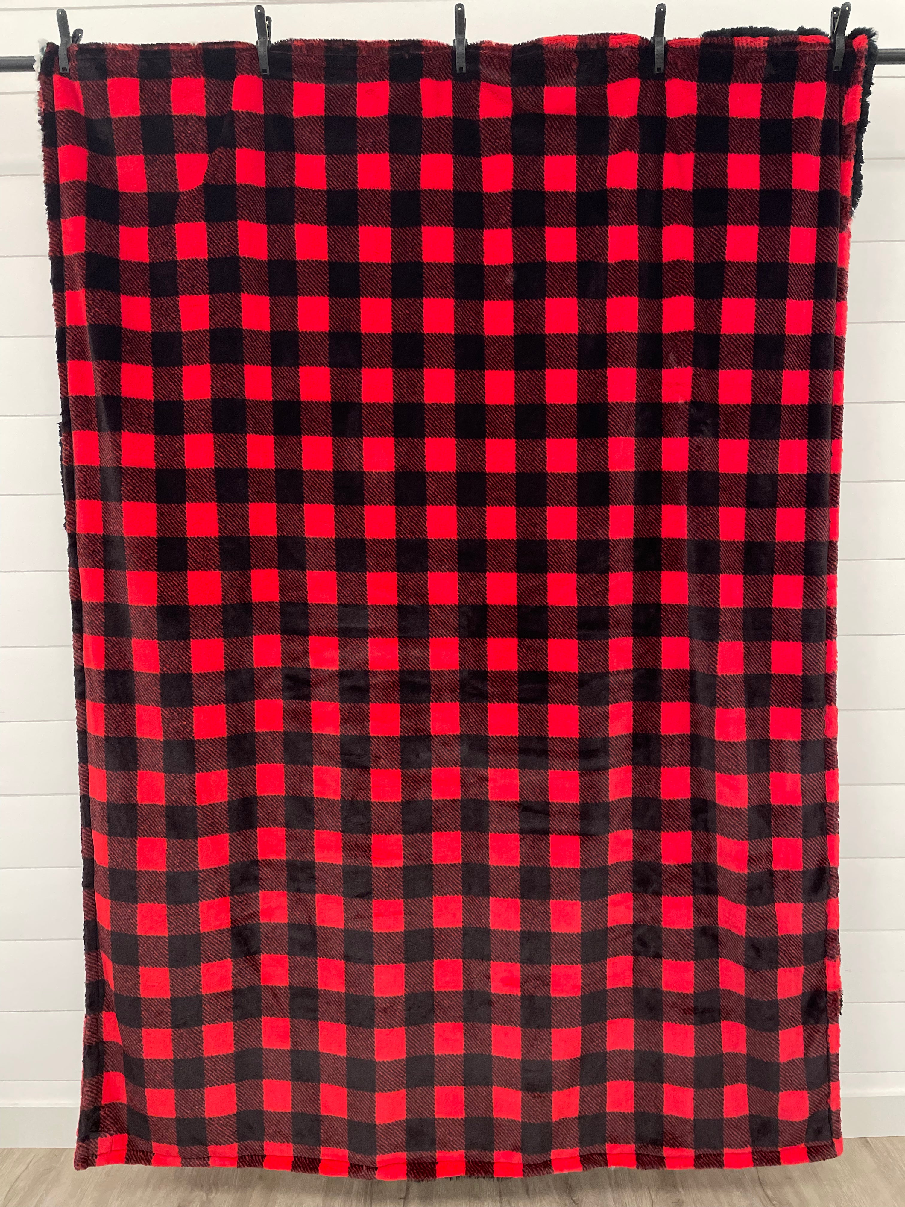 Red and Black Buffalo Check Minky Mama