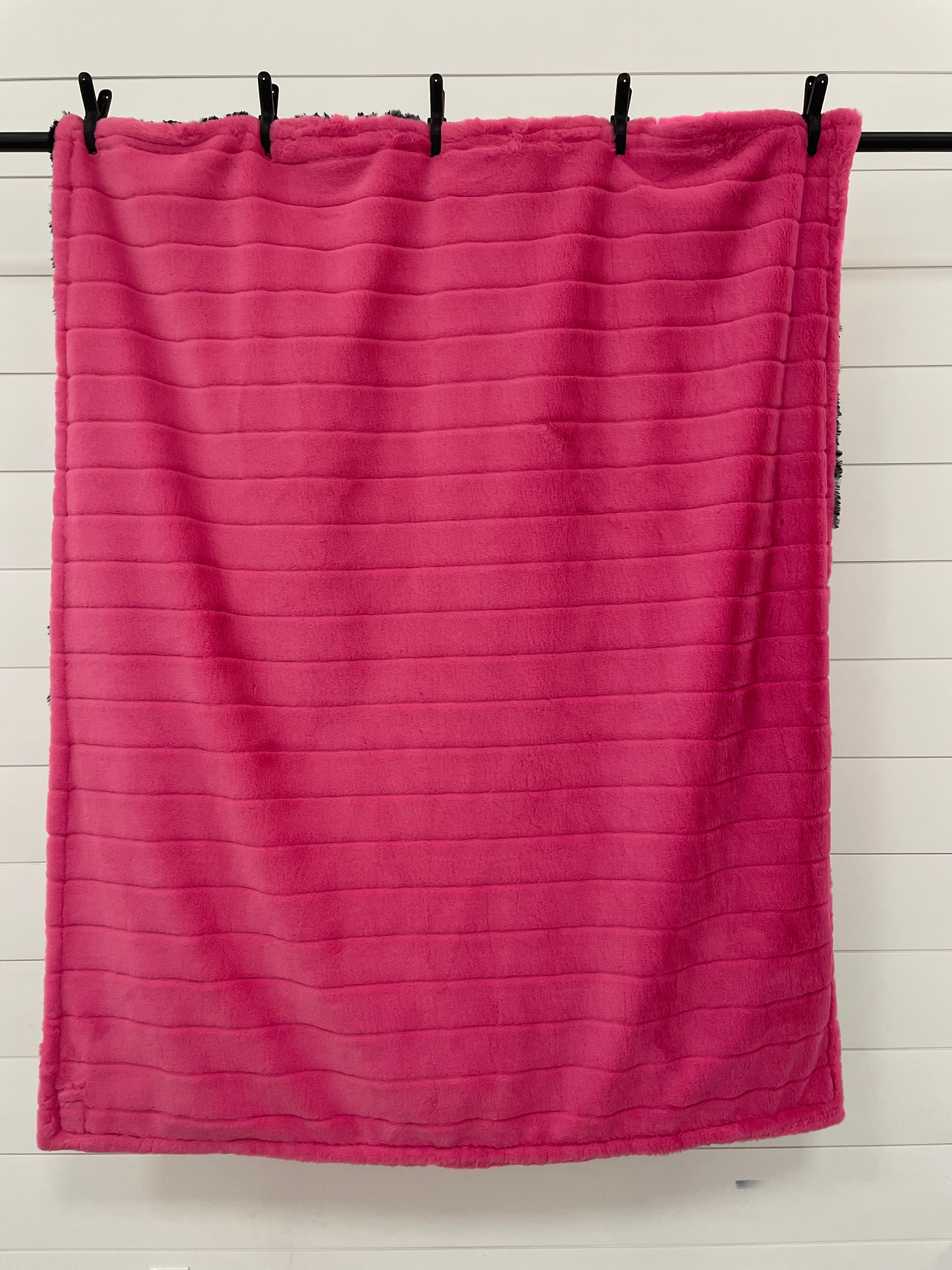 Neon Pink and Black Throw With Koala on the Back