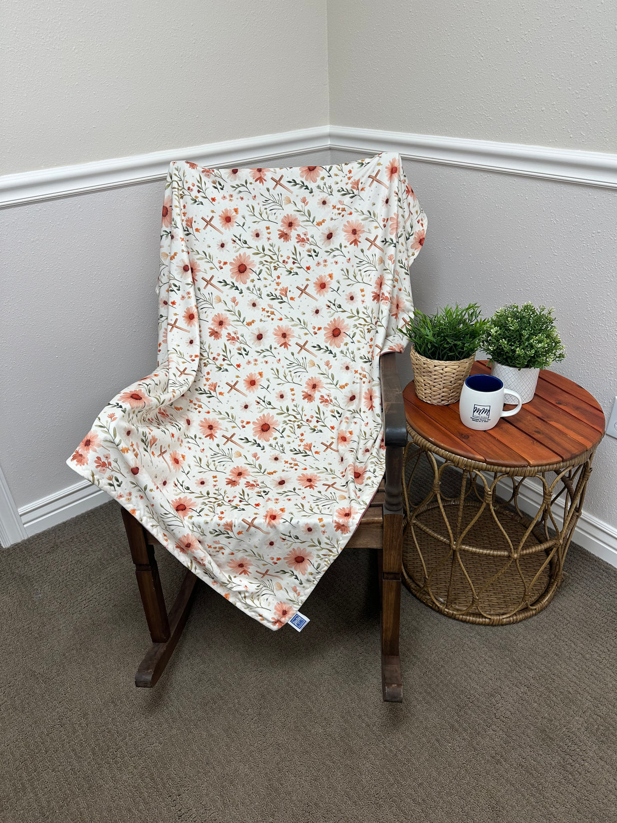Cross Print Marshmallow 50”x60”