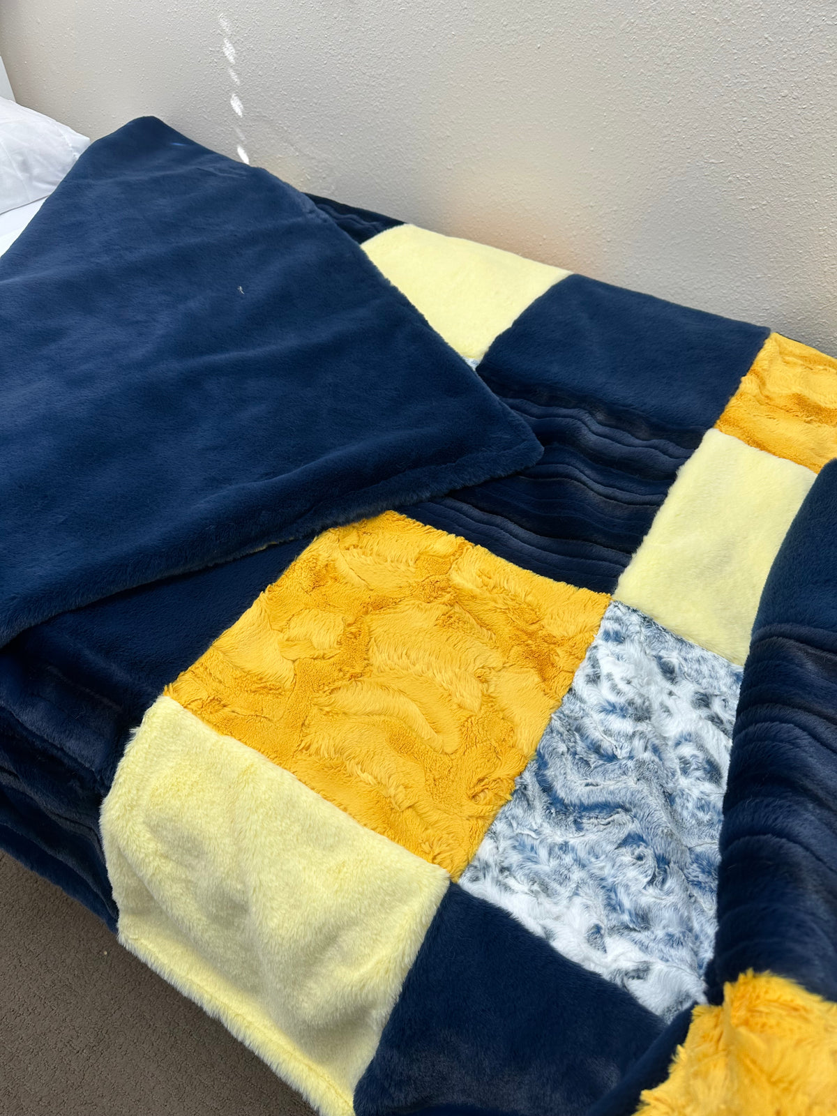 Yellow and Navy Minky Mama