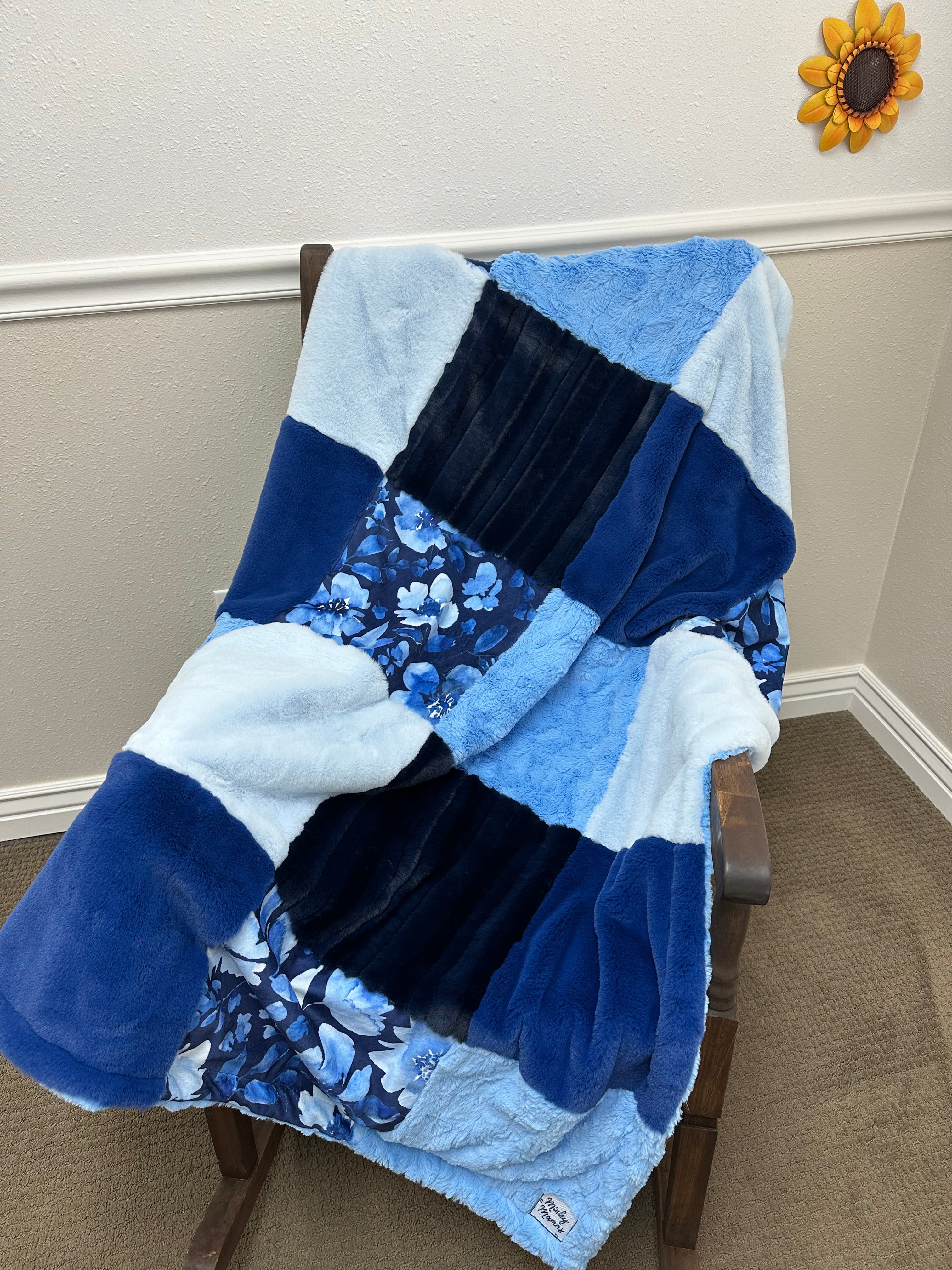 Blue floral Throw
