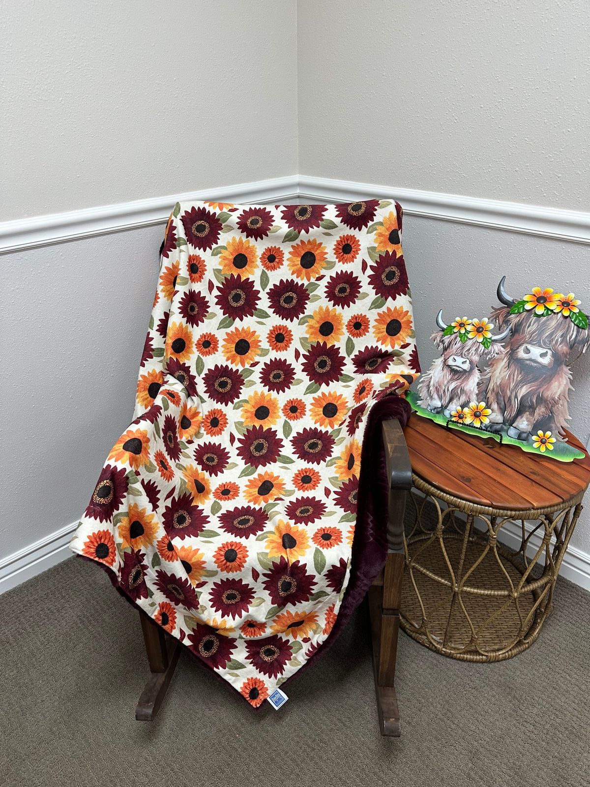 Black Cherry Sunflower Throw