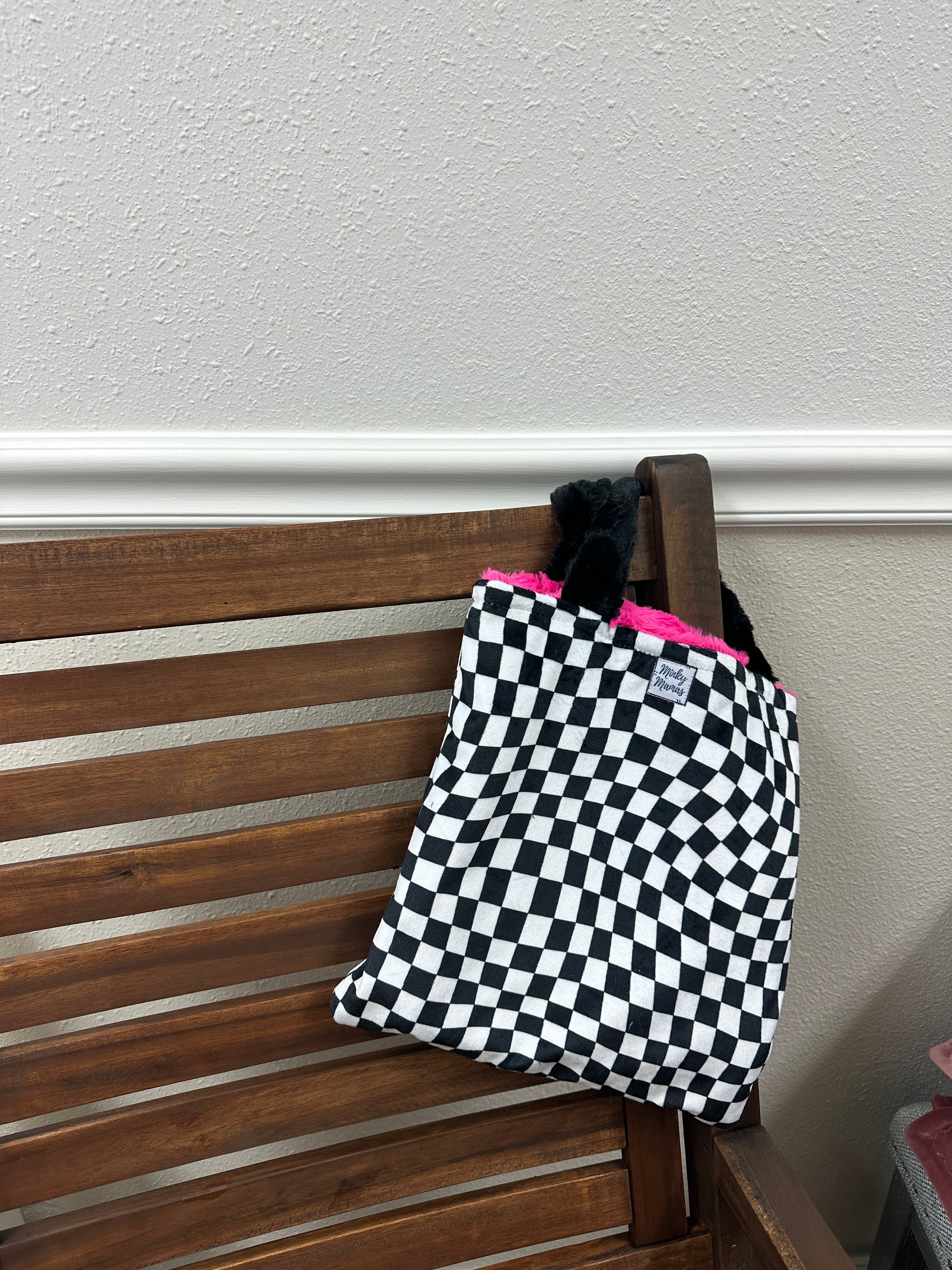 White black Check Small Bag