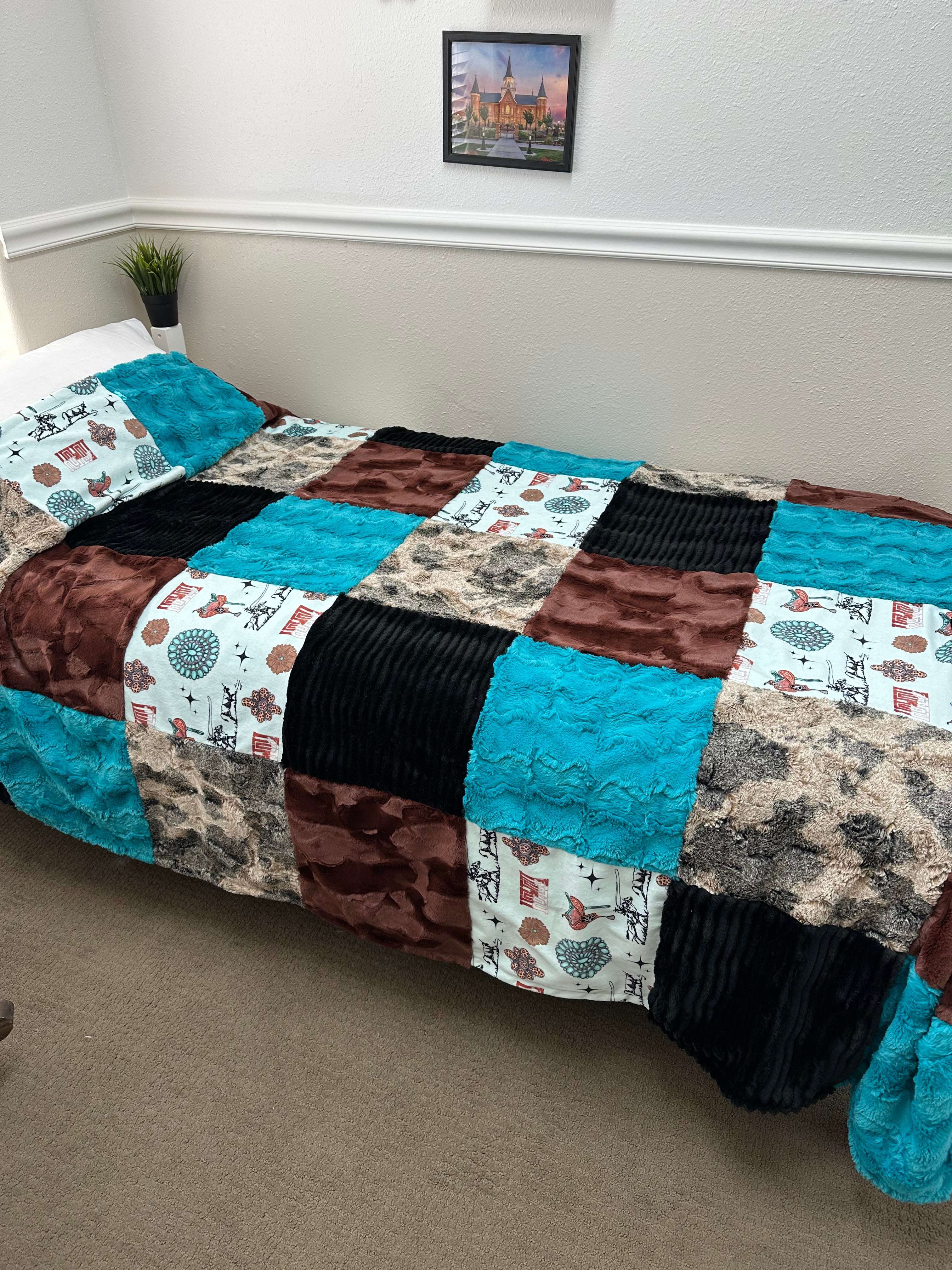 Howdy Teal Minky Mama