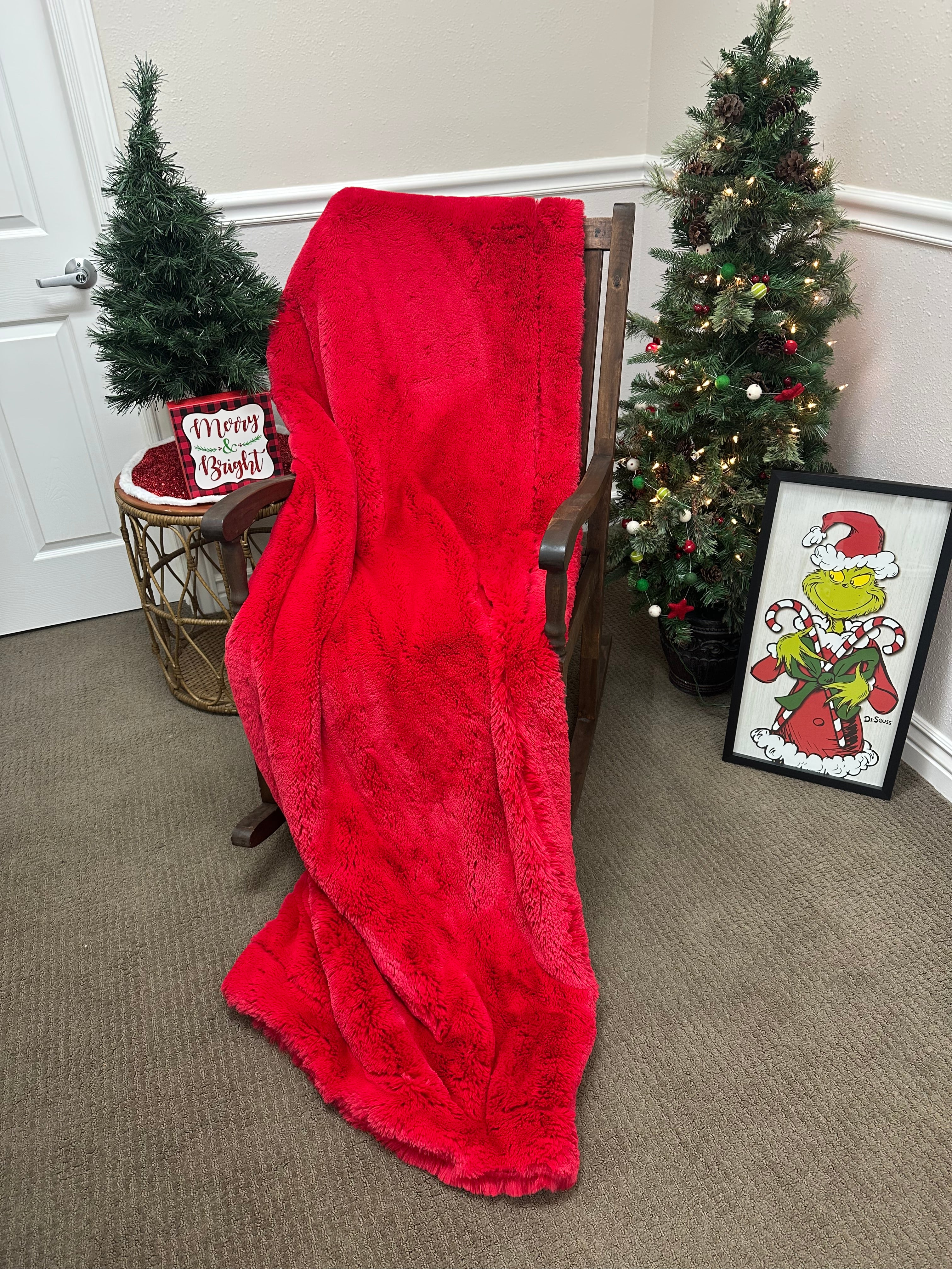 Red Lush Bunny Minky Mama