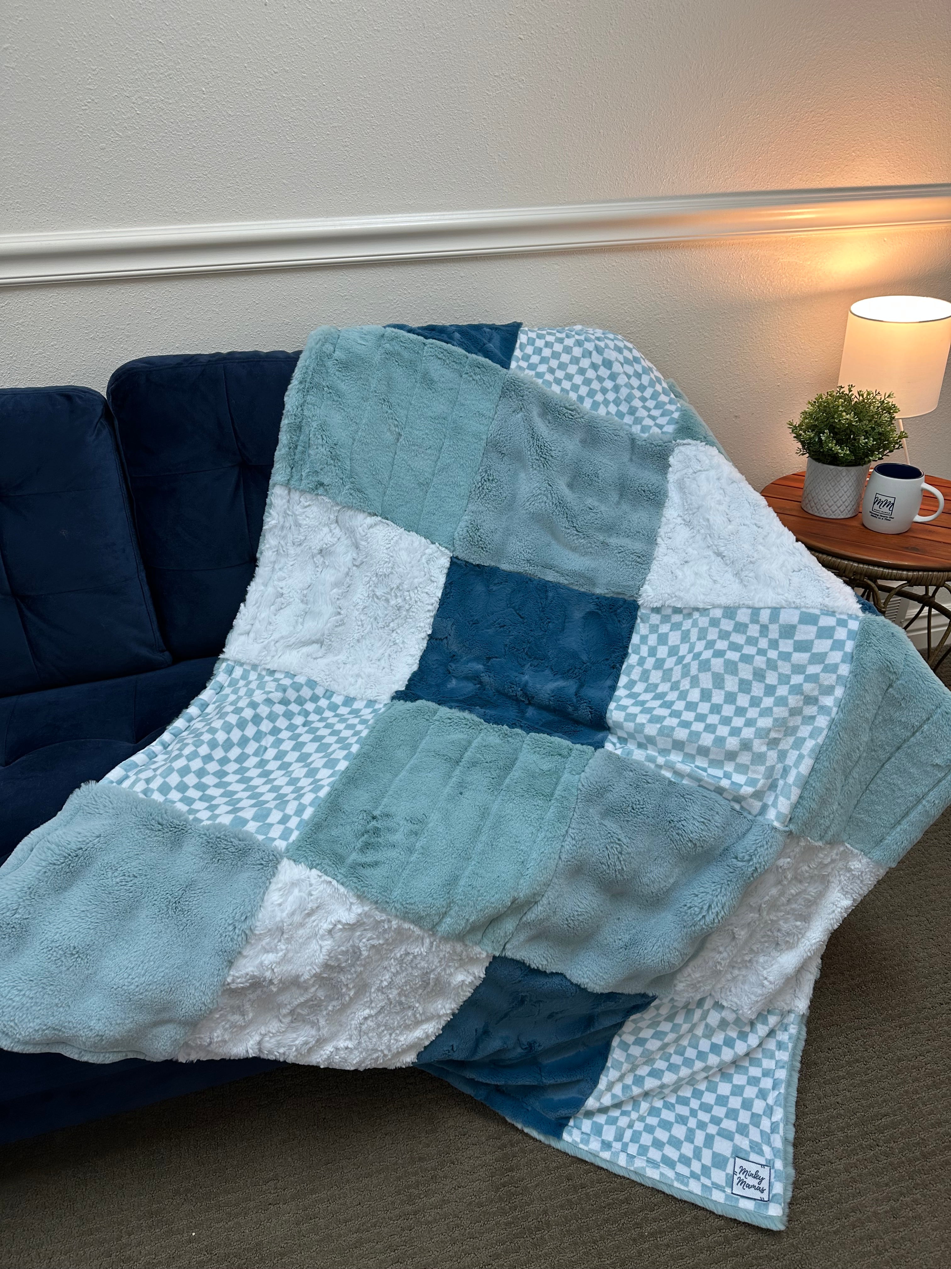Blue Patchwork Throw