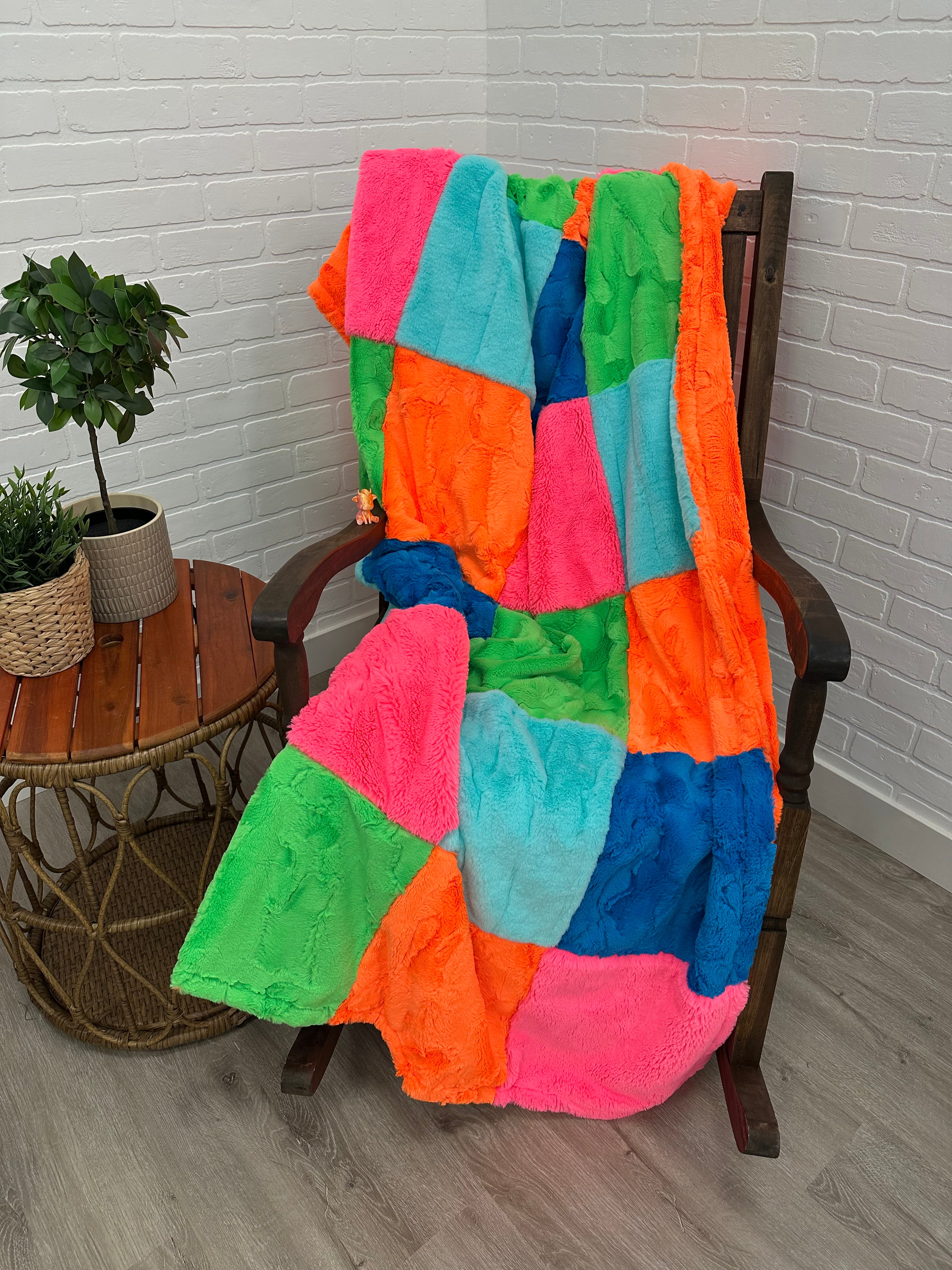 Neon Patchwork Minky Mama