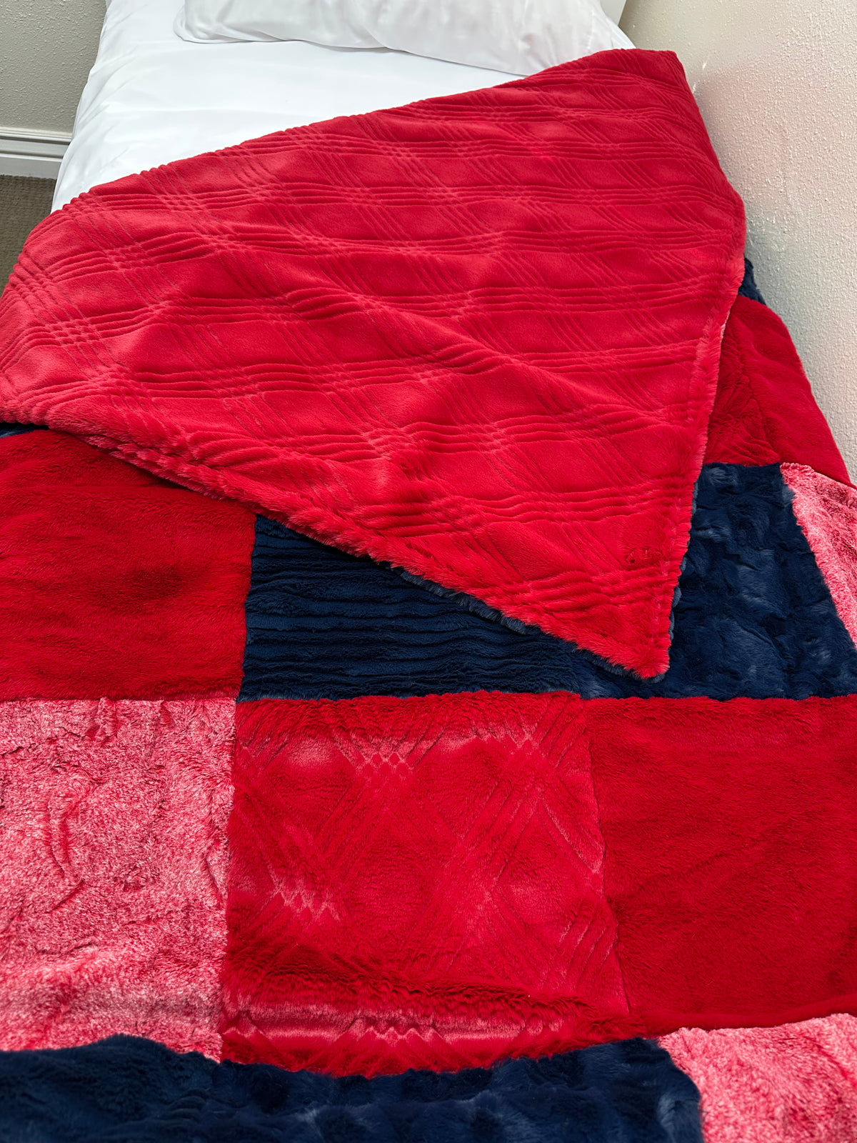 Red and Navy Minky Mama