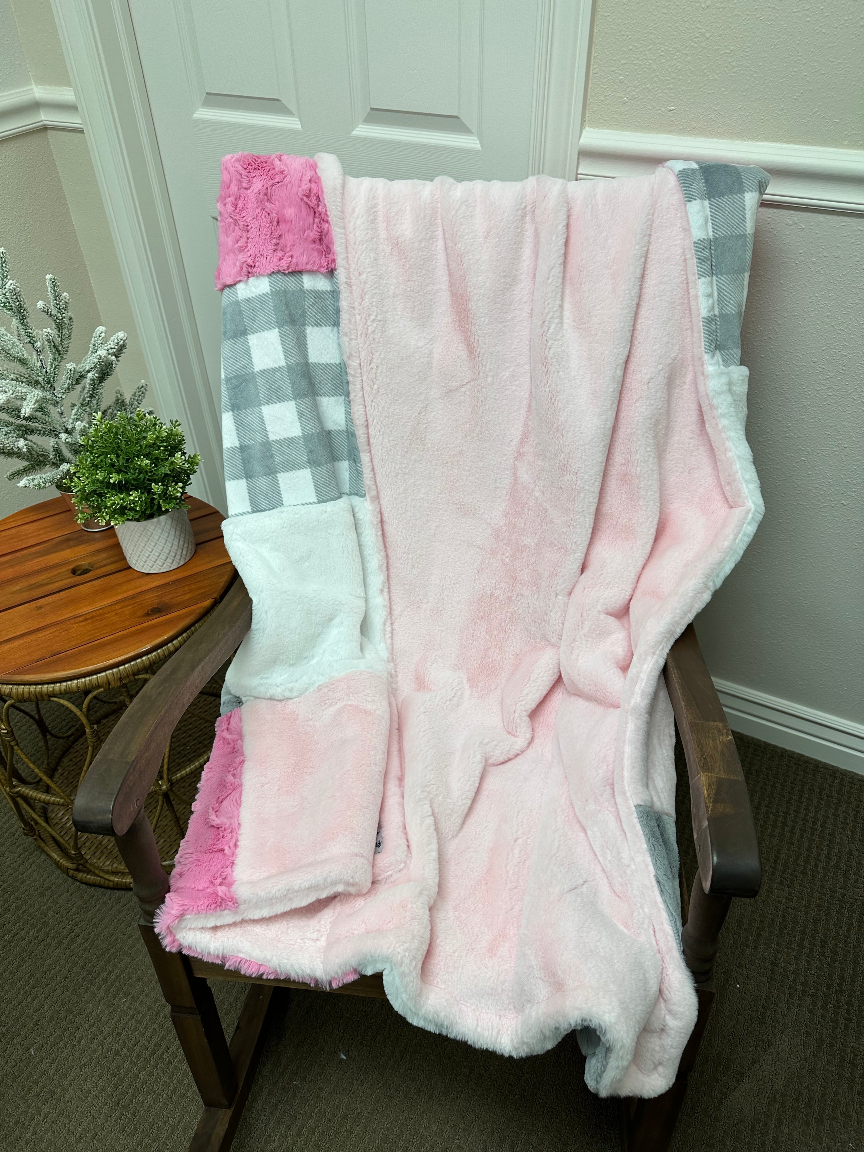 Pink and grey Throw