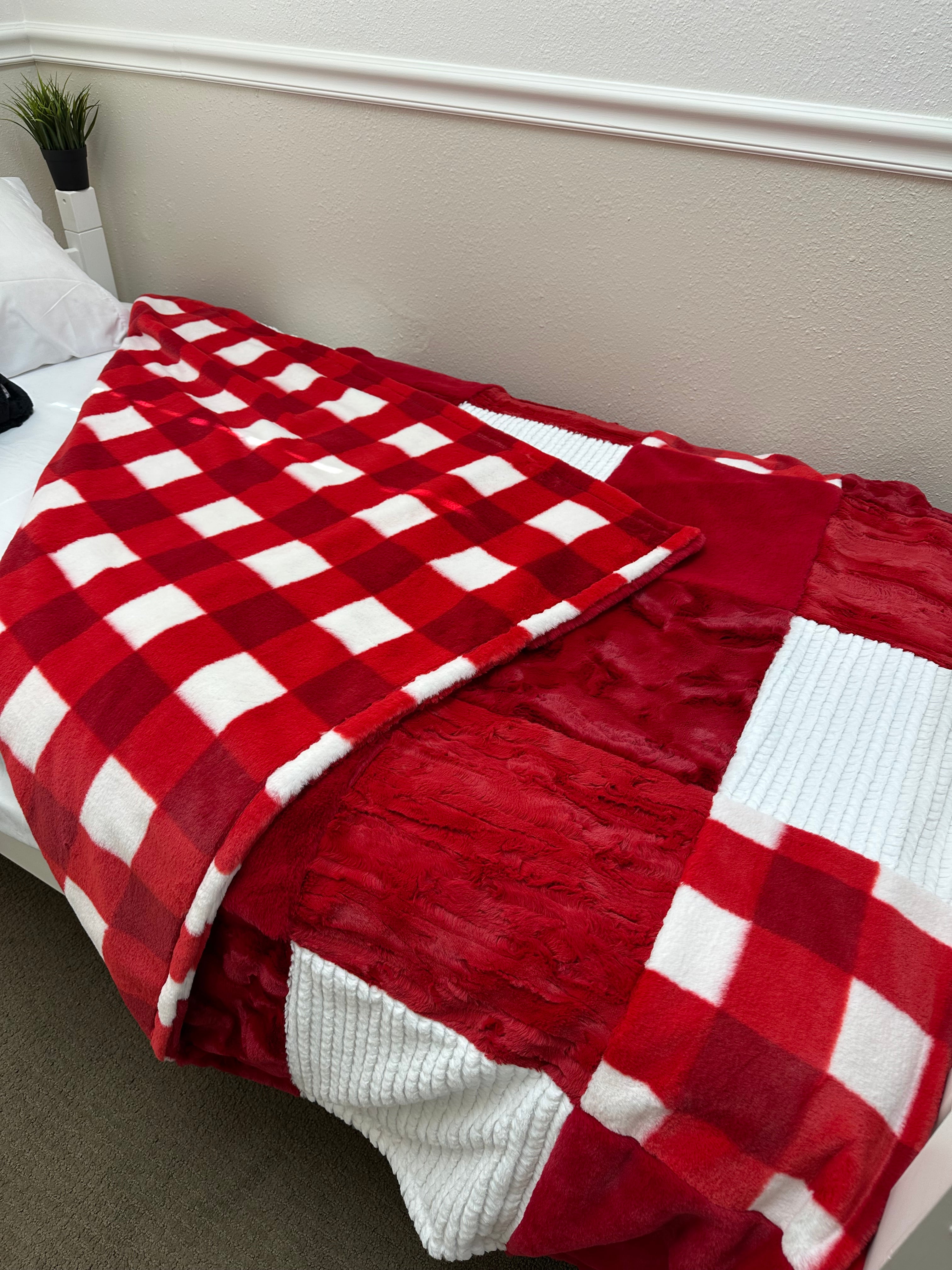 Red plaid Minky Mama