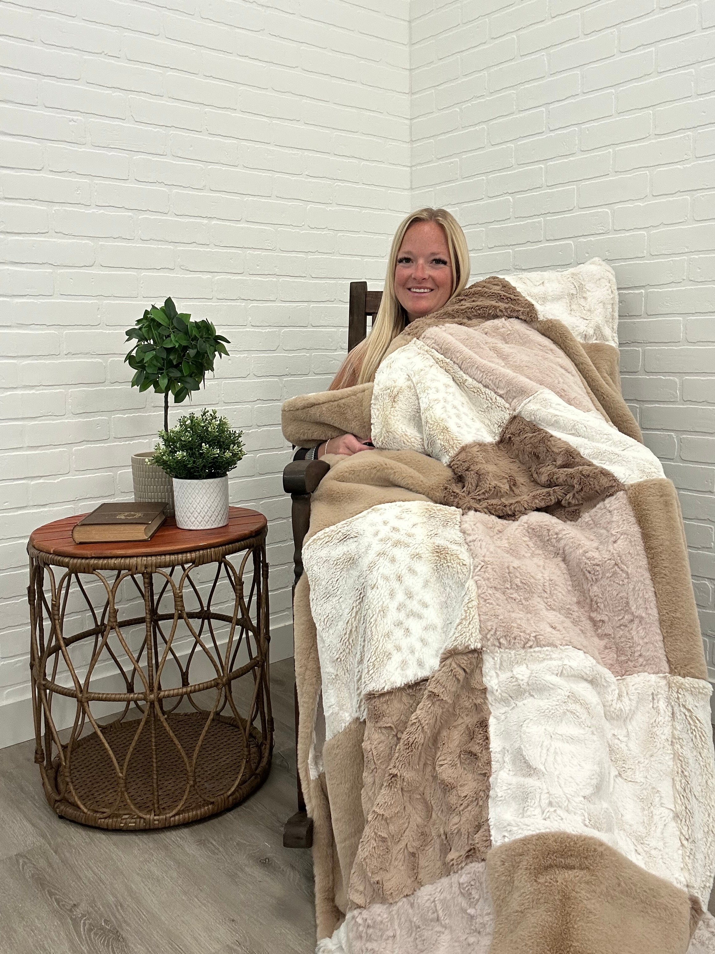 Tan and Cream Minky Mama