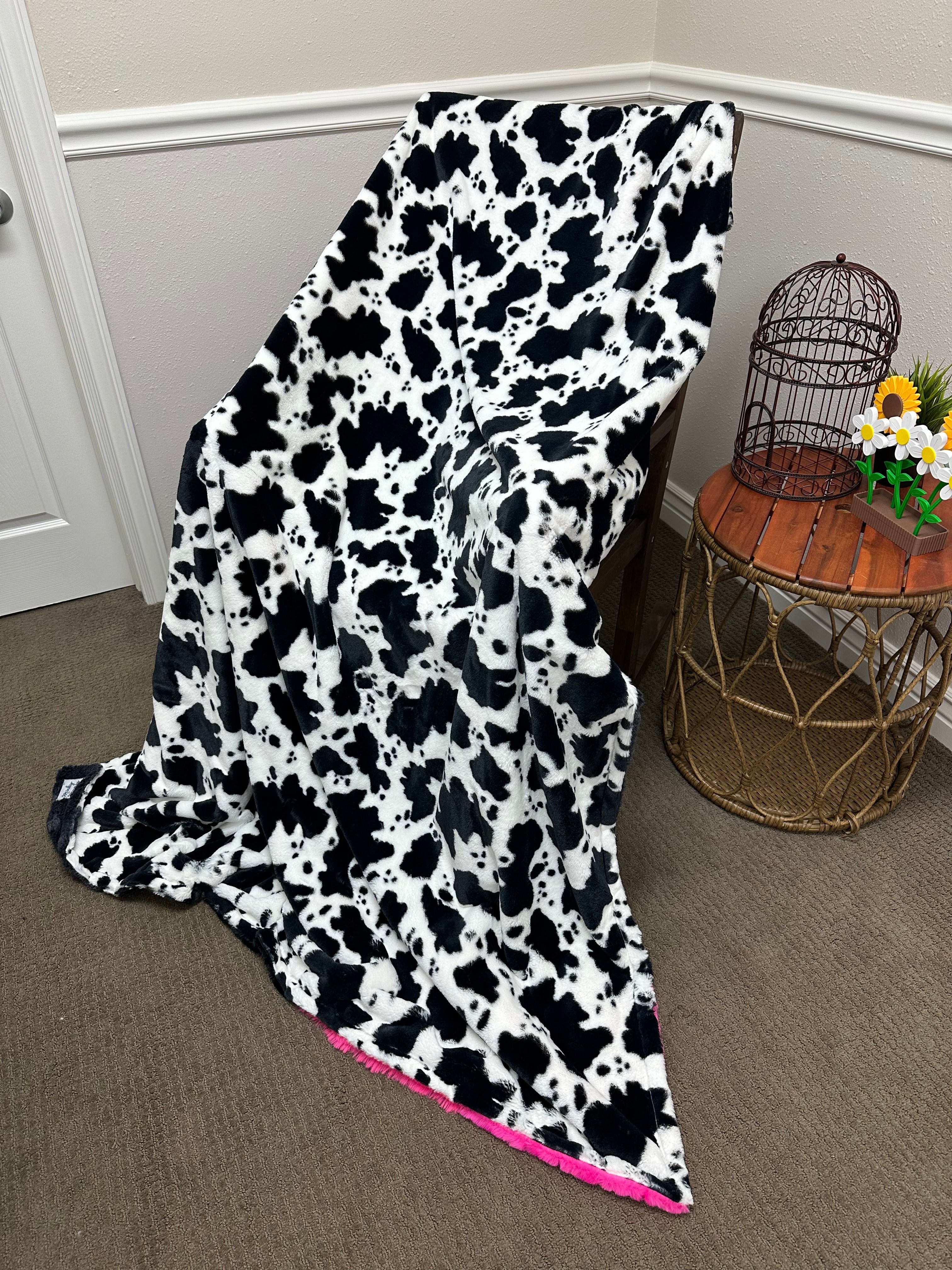 Hot pink Cow Minky Mama