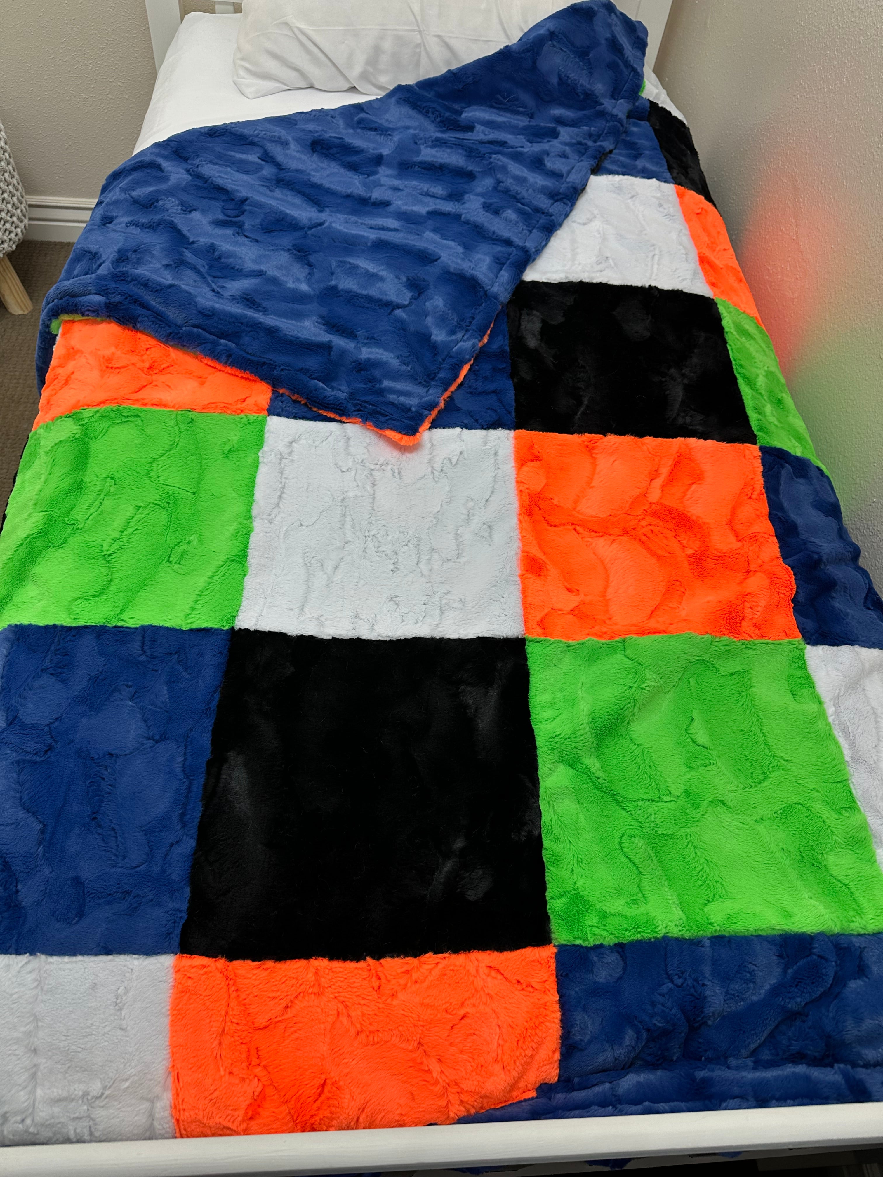 Orange, Green Blue Hide Minky Mama