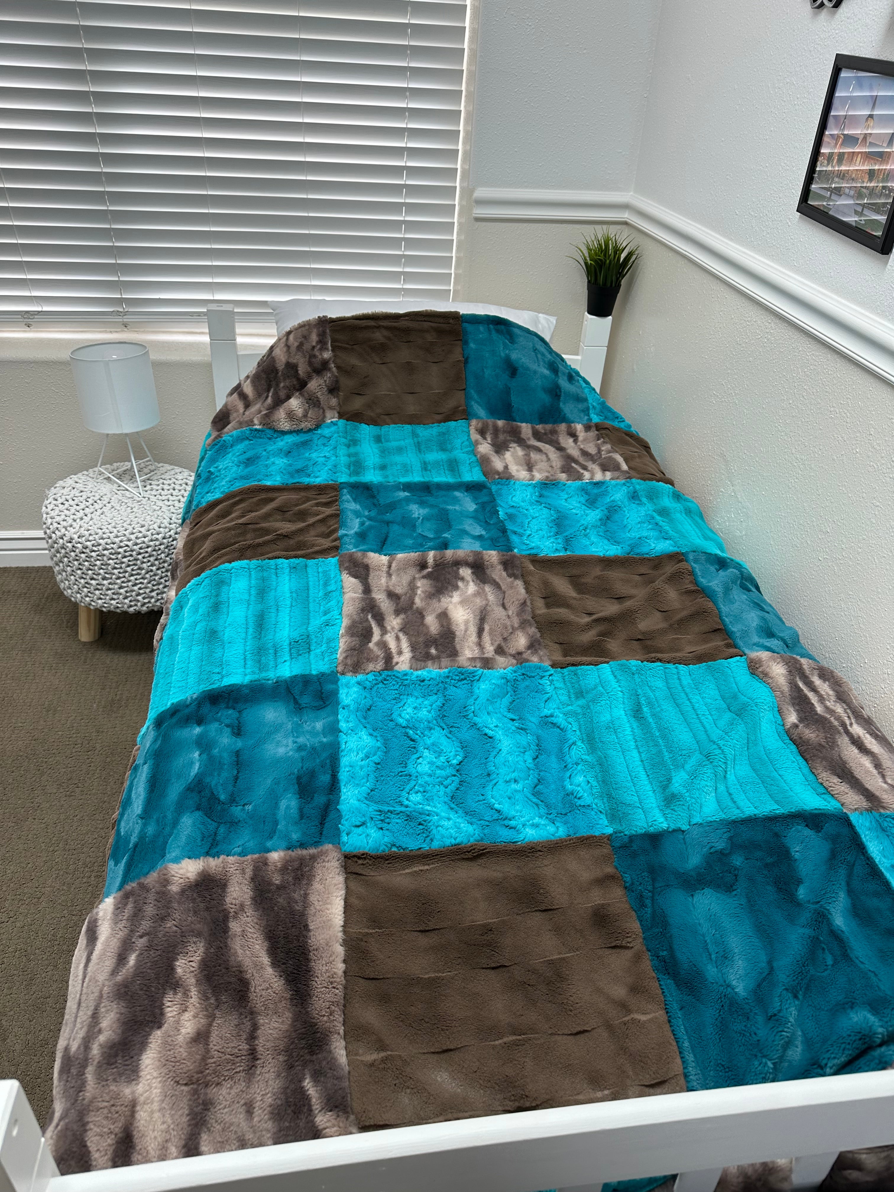 Teal/Brown Minky Mama