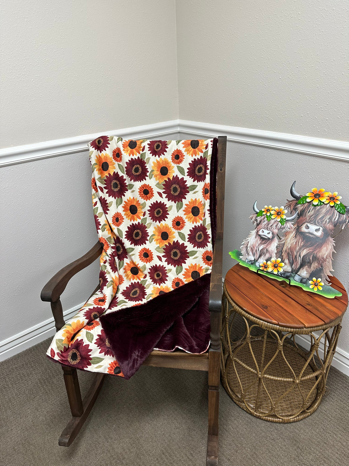 Black Cherry Sunflower Throw