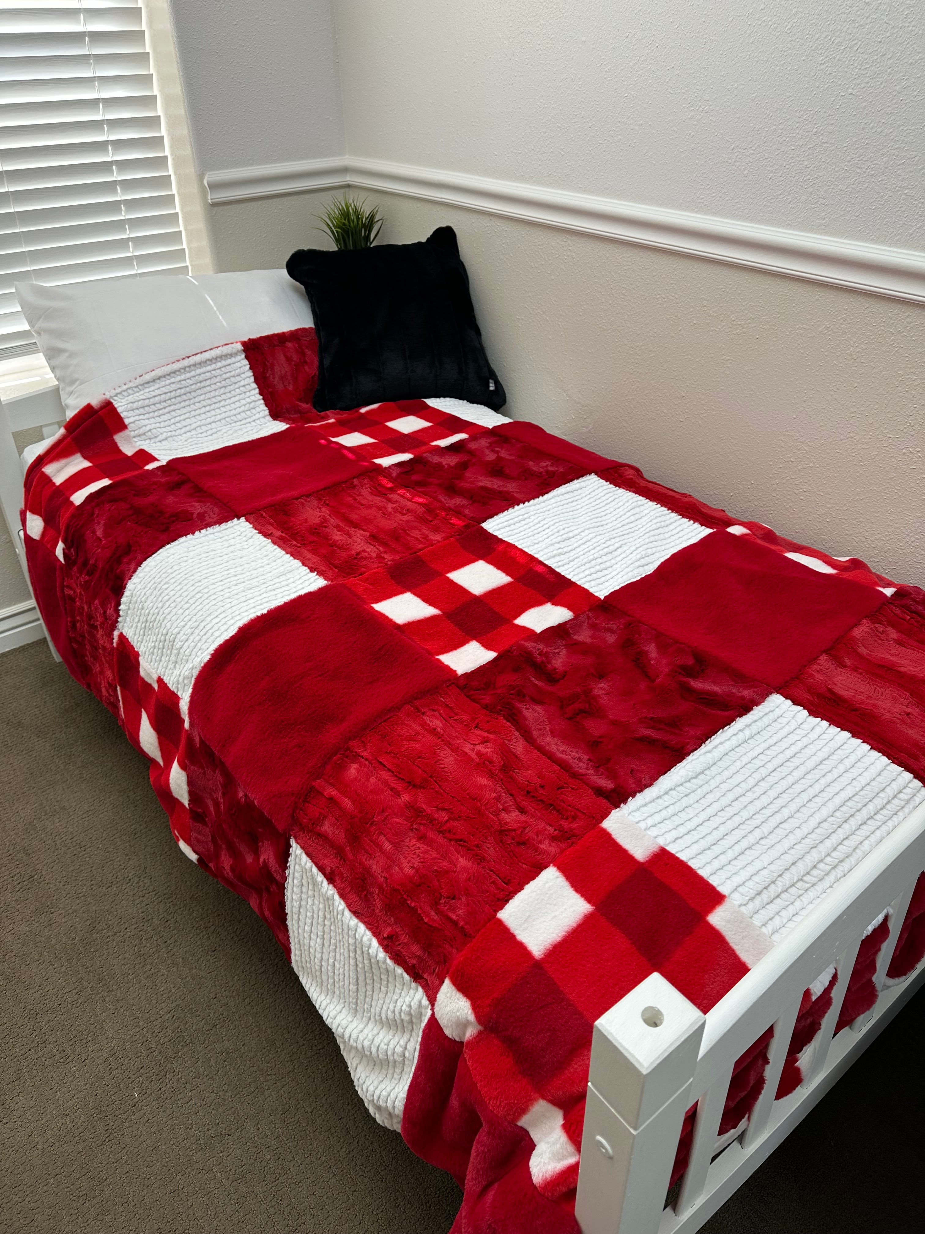 Red plaid Minky Mama