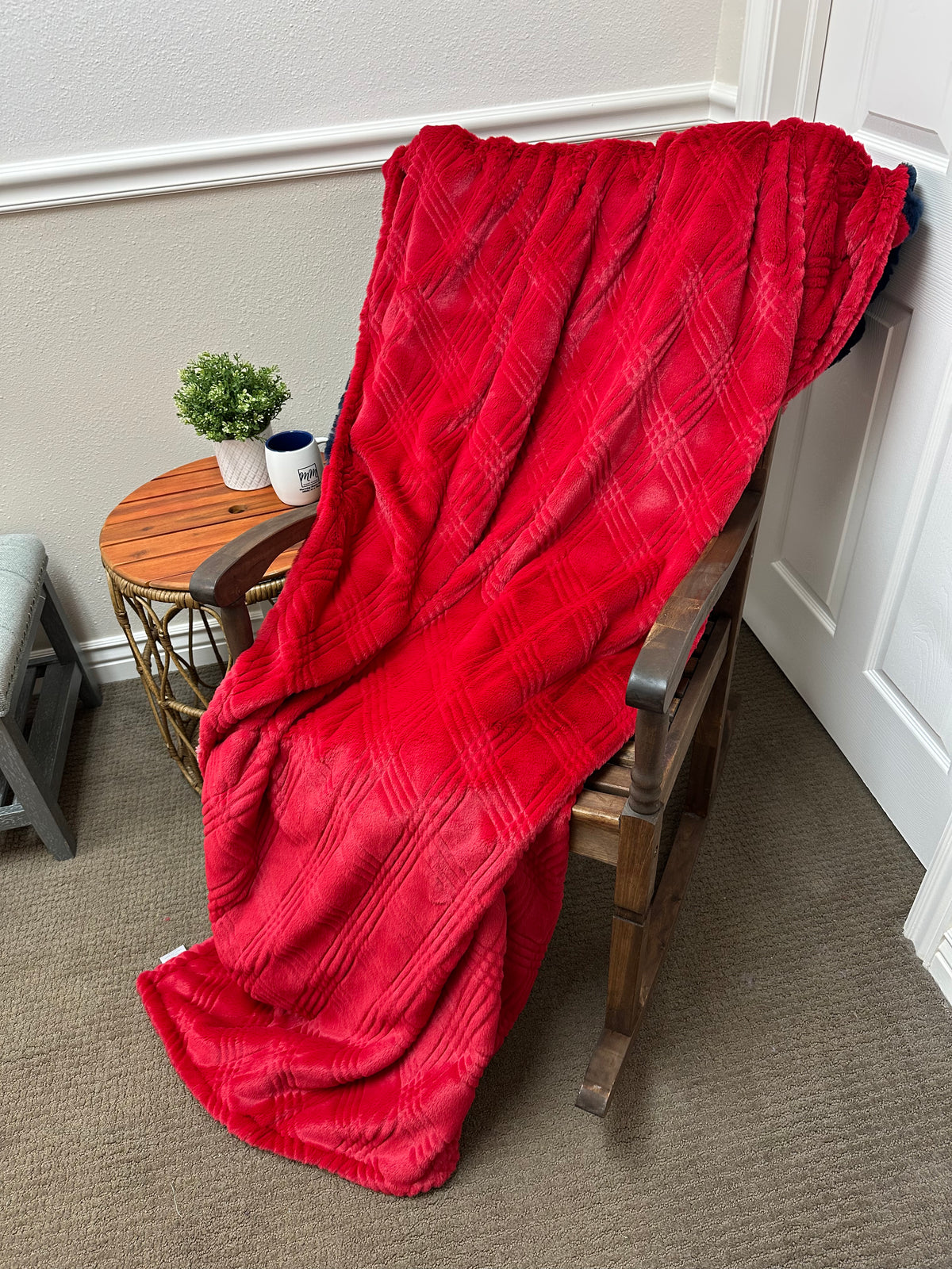 Red and Navy Minky Mama