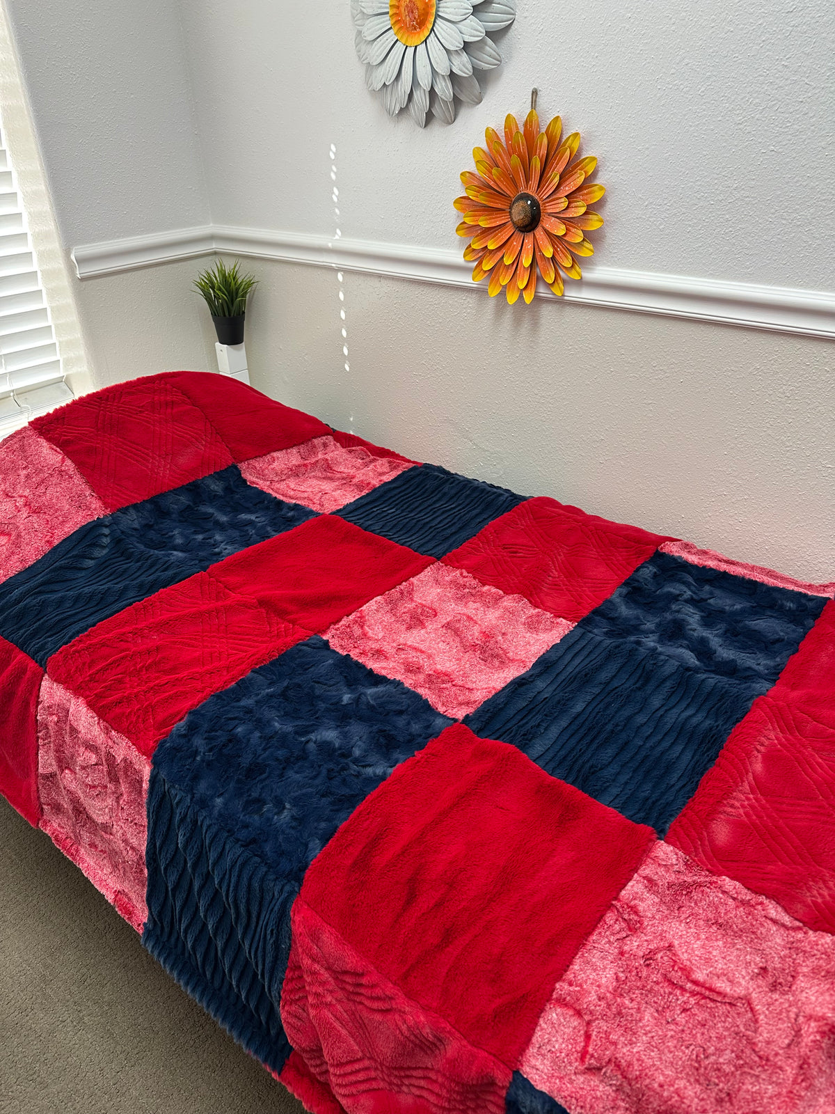 Red and Navy Minky Mama