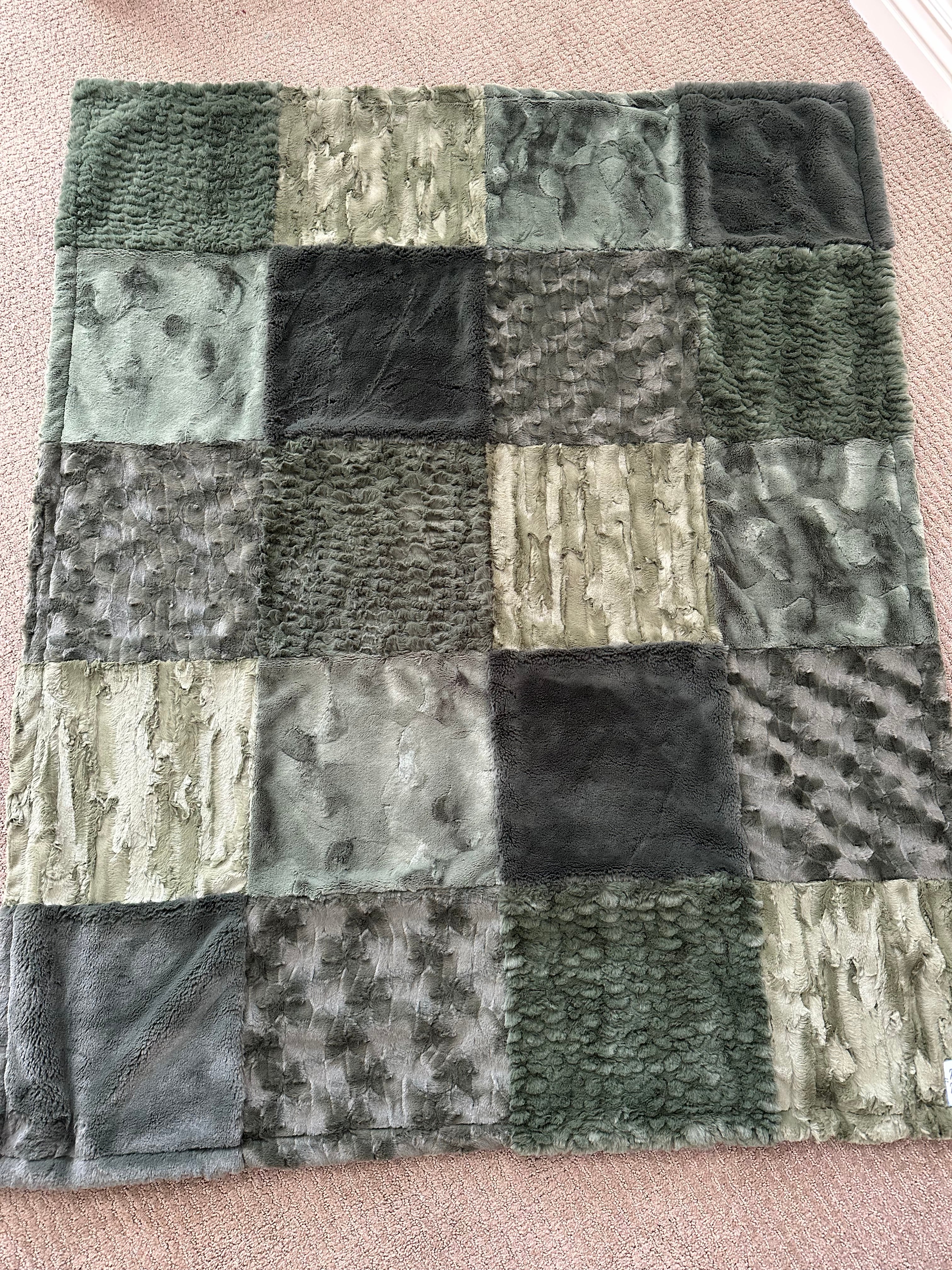 Loden Green Patchwork Throw