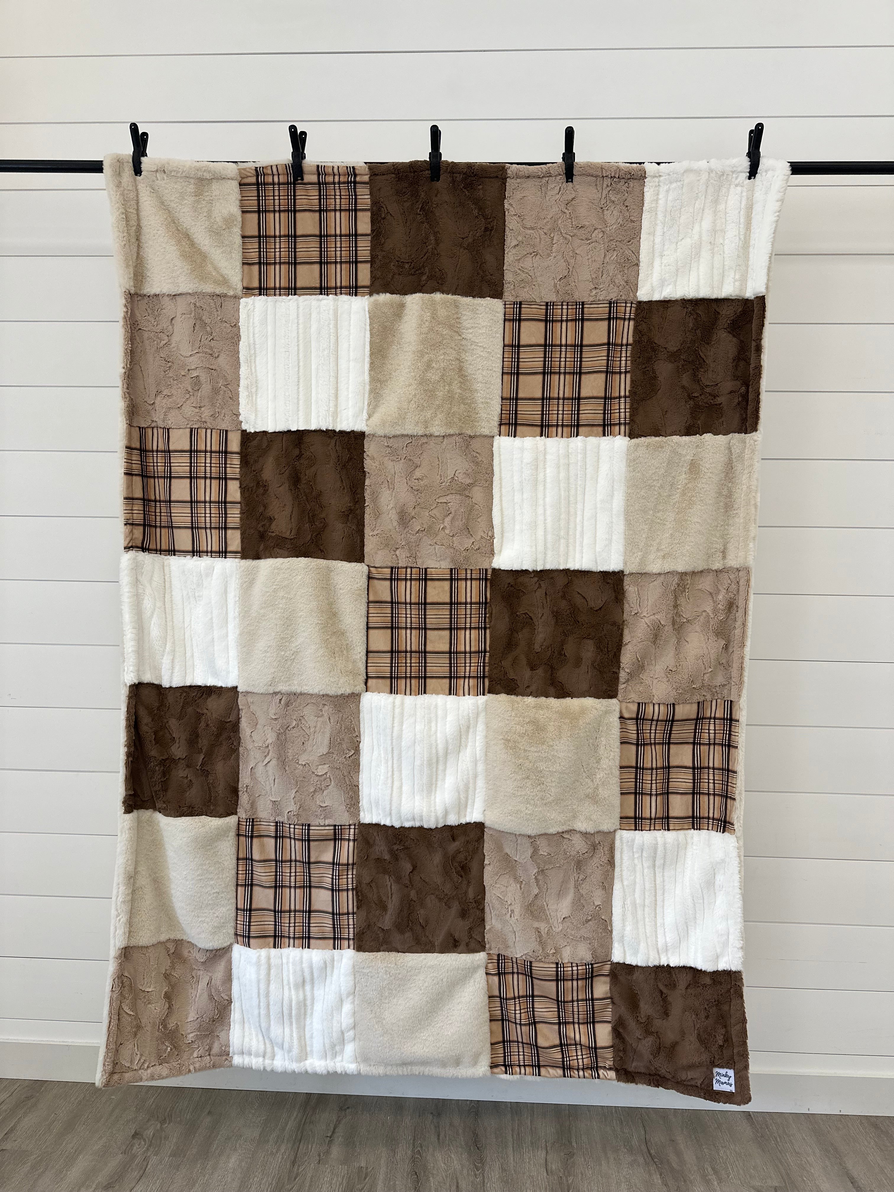 Neutral Checkered Minky Mama