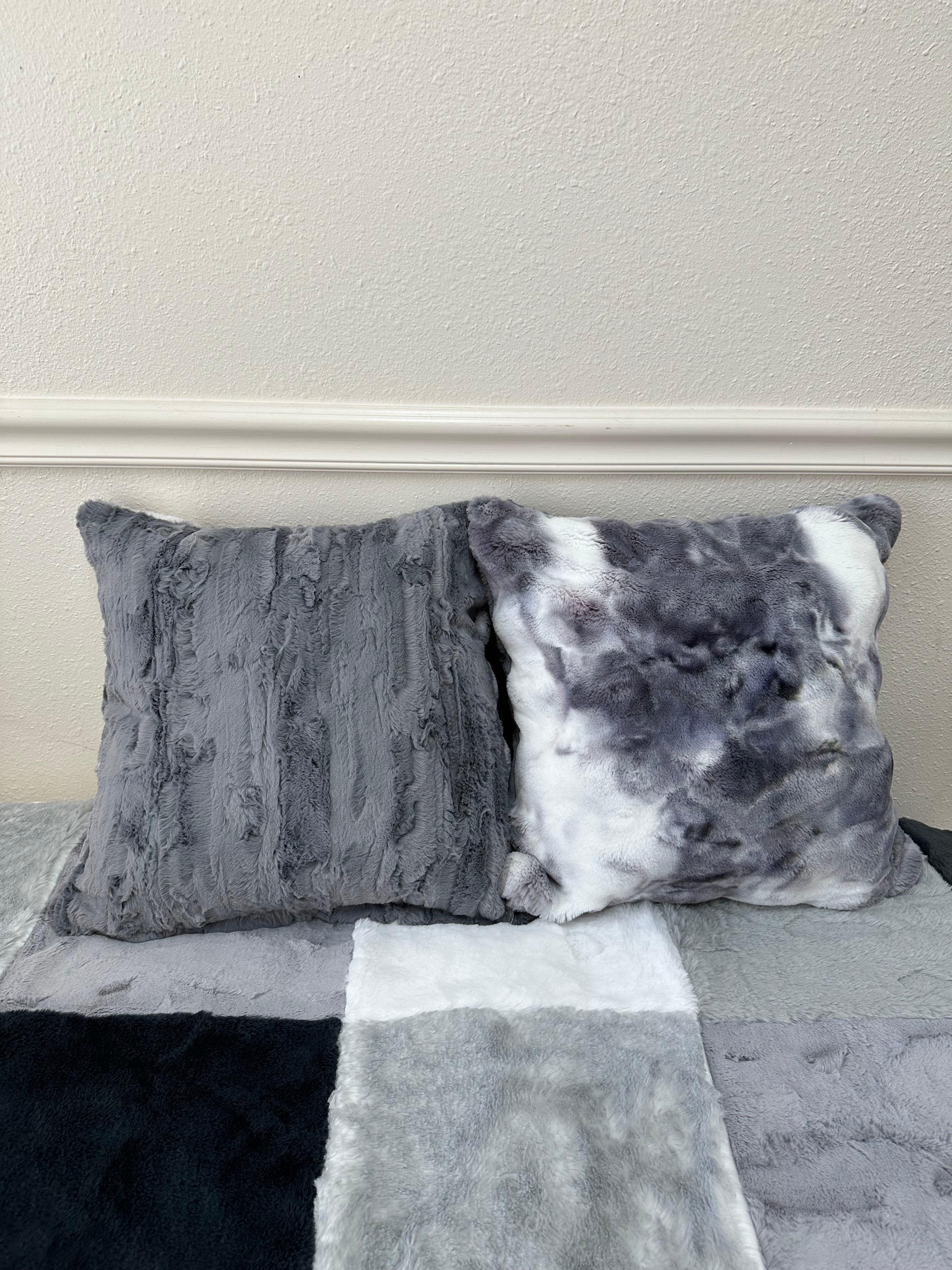 Grey powderpuff Throw pillow