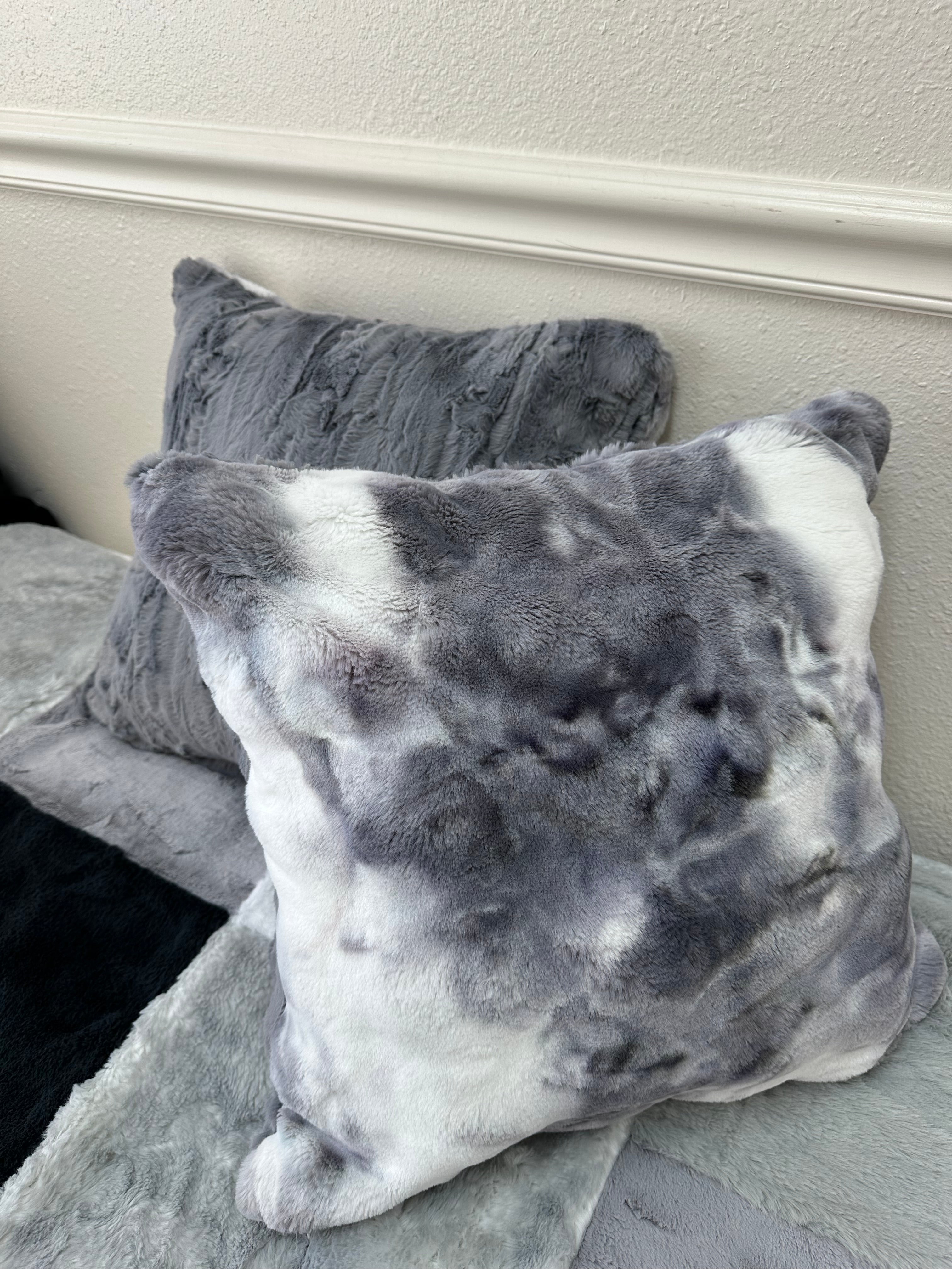 Grey powderpuff Throw pillow