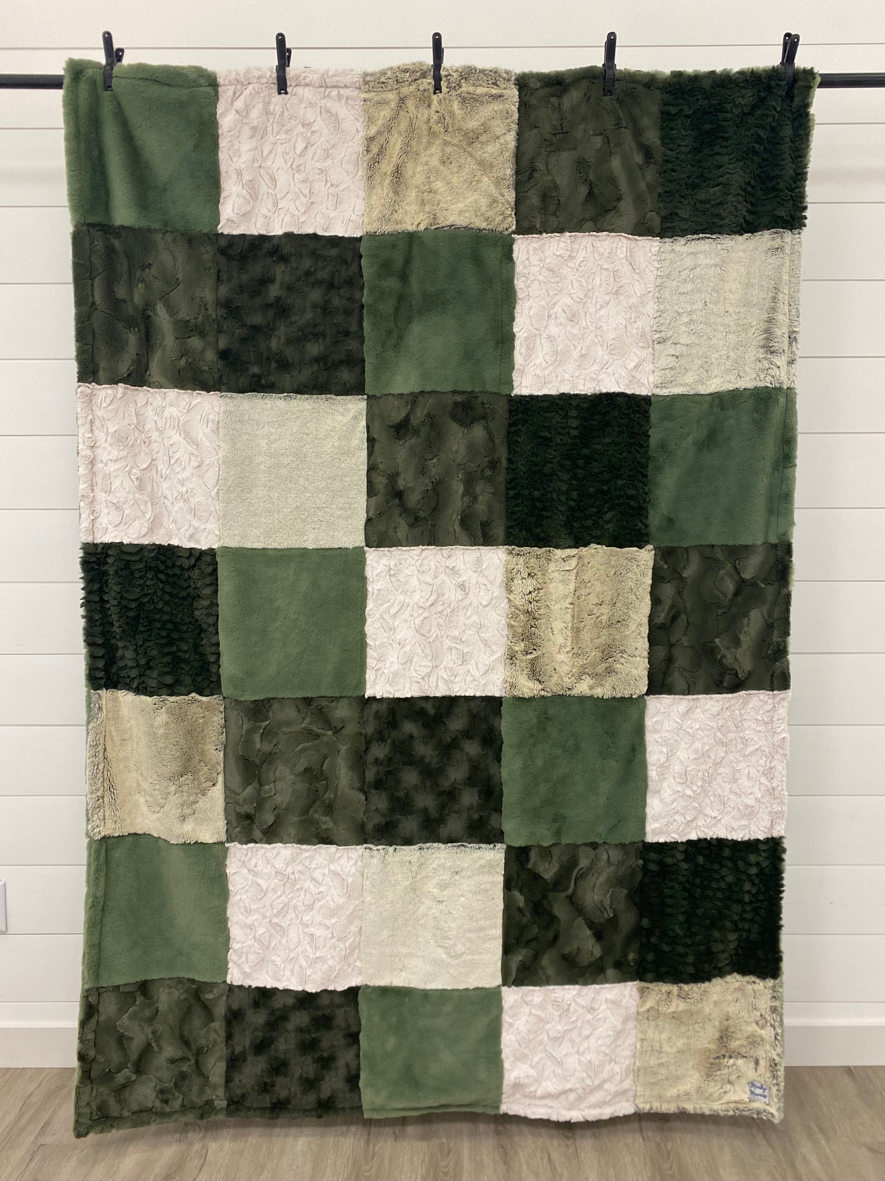 Green and Cream Minky Mama With Encore on the Back