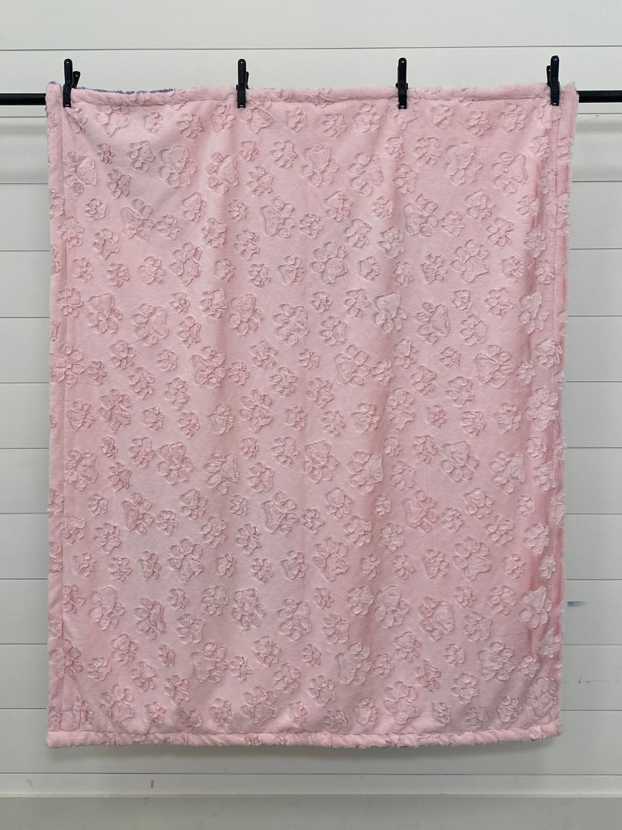 Pastel Throw With Blush Paws on the Back