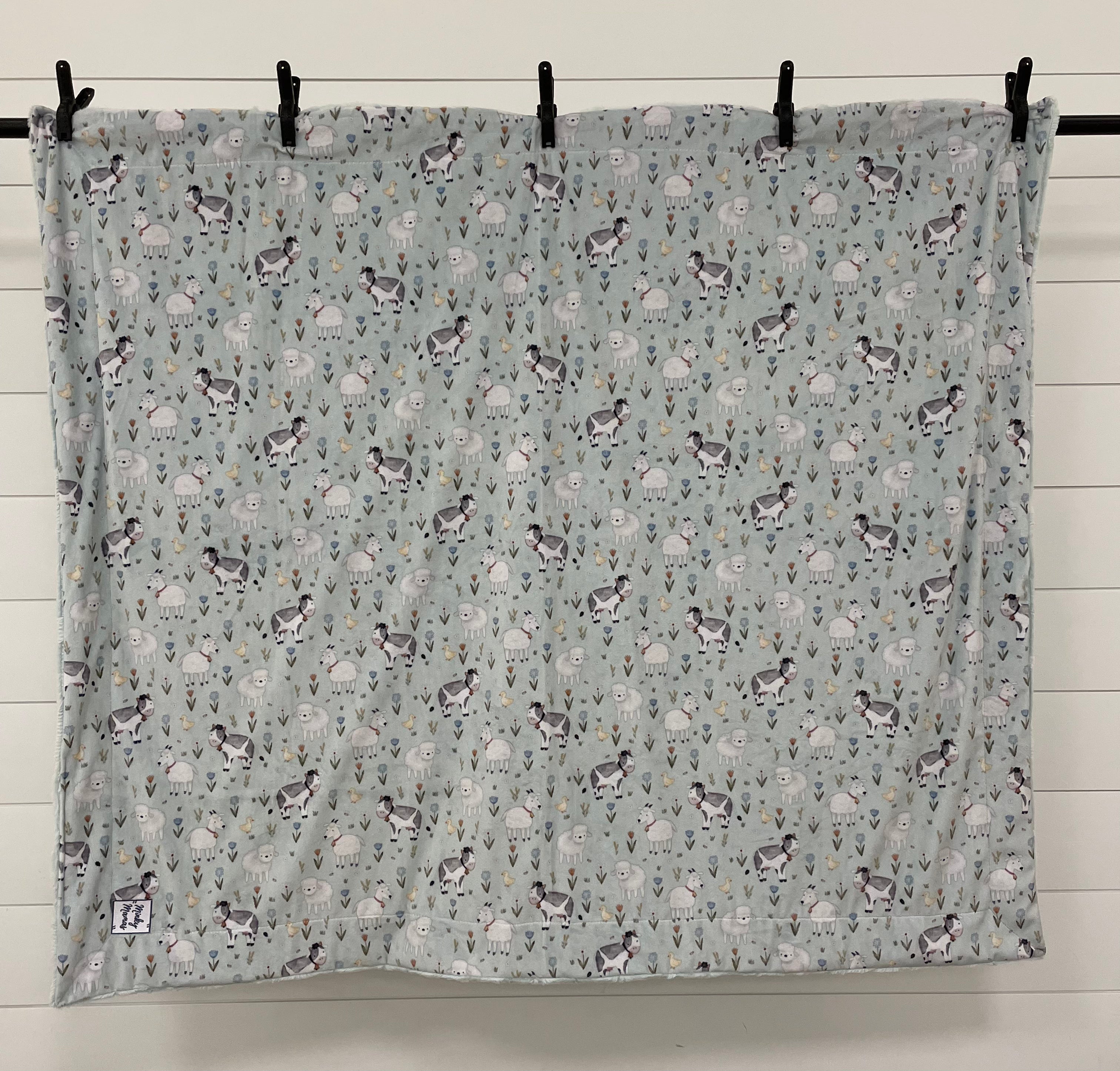 Farm Animal Print/Sea Glass Hide Simple Throw