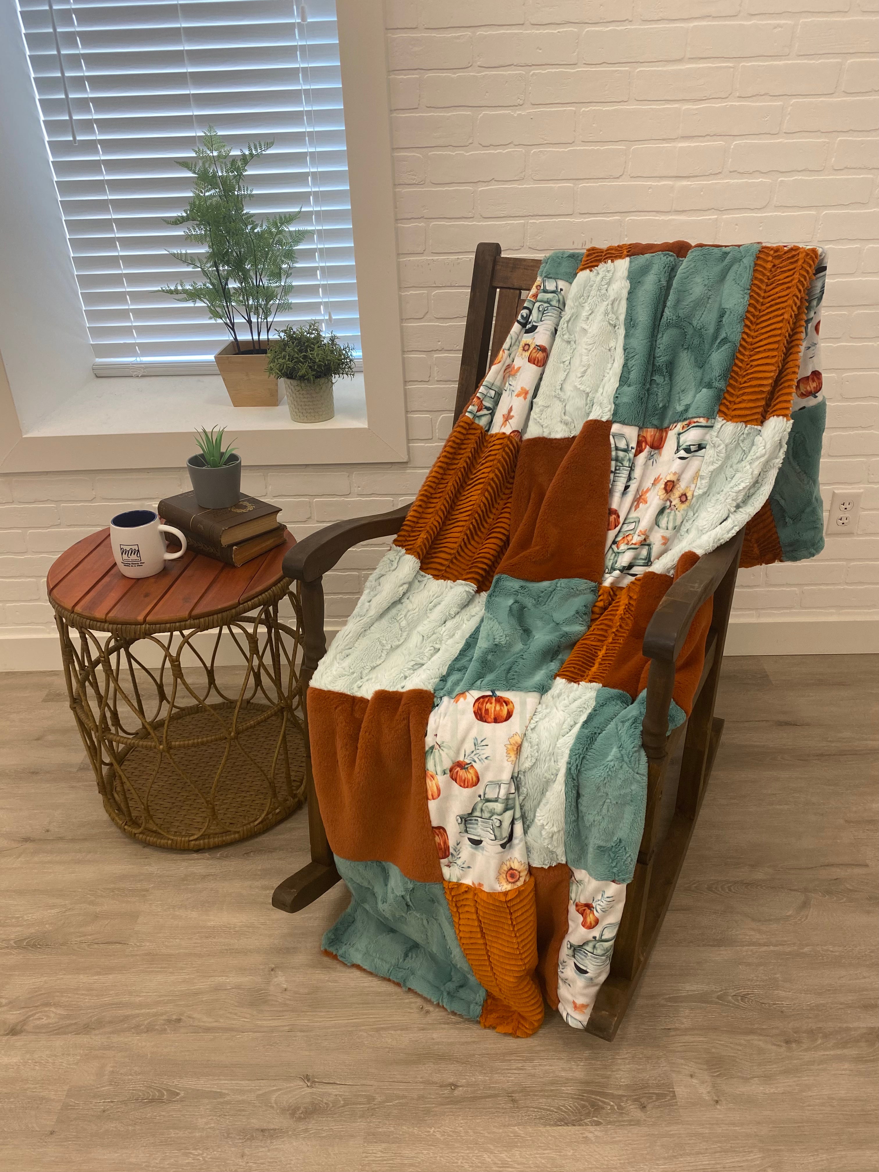 Fall Print Minky Mama With Ginger Seal on the Back