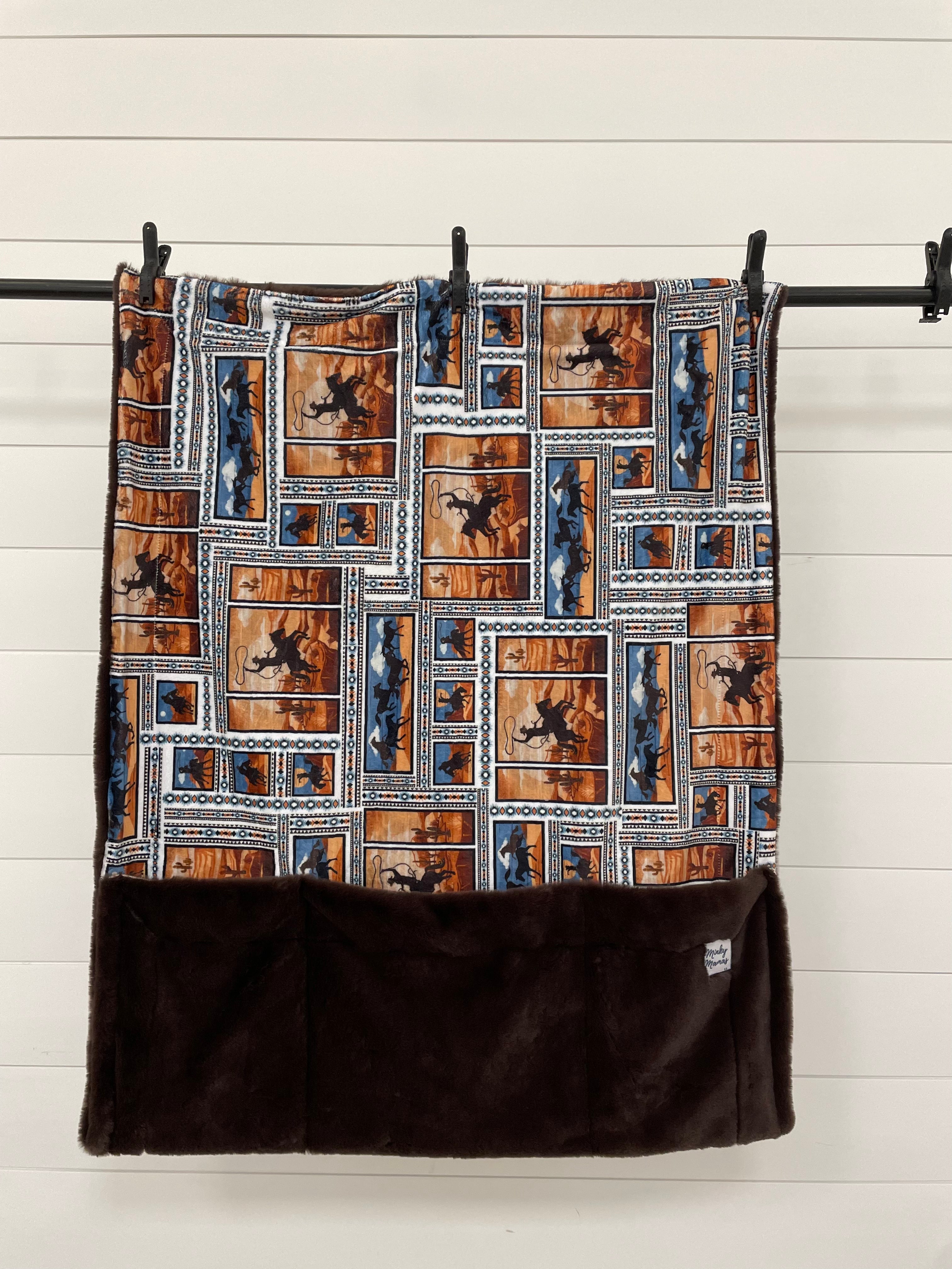 Cowboy Print/Espresso Baby Whispy Travel Blanket